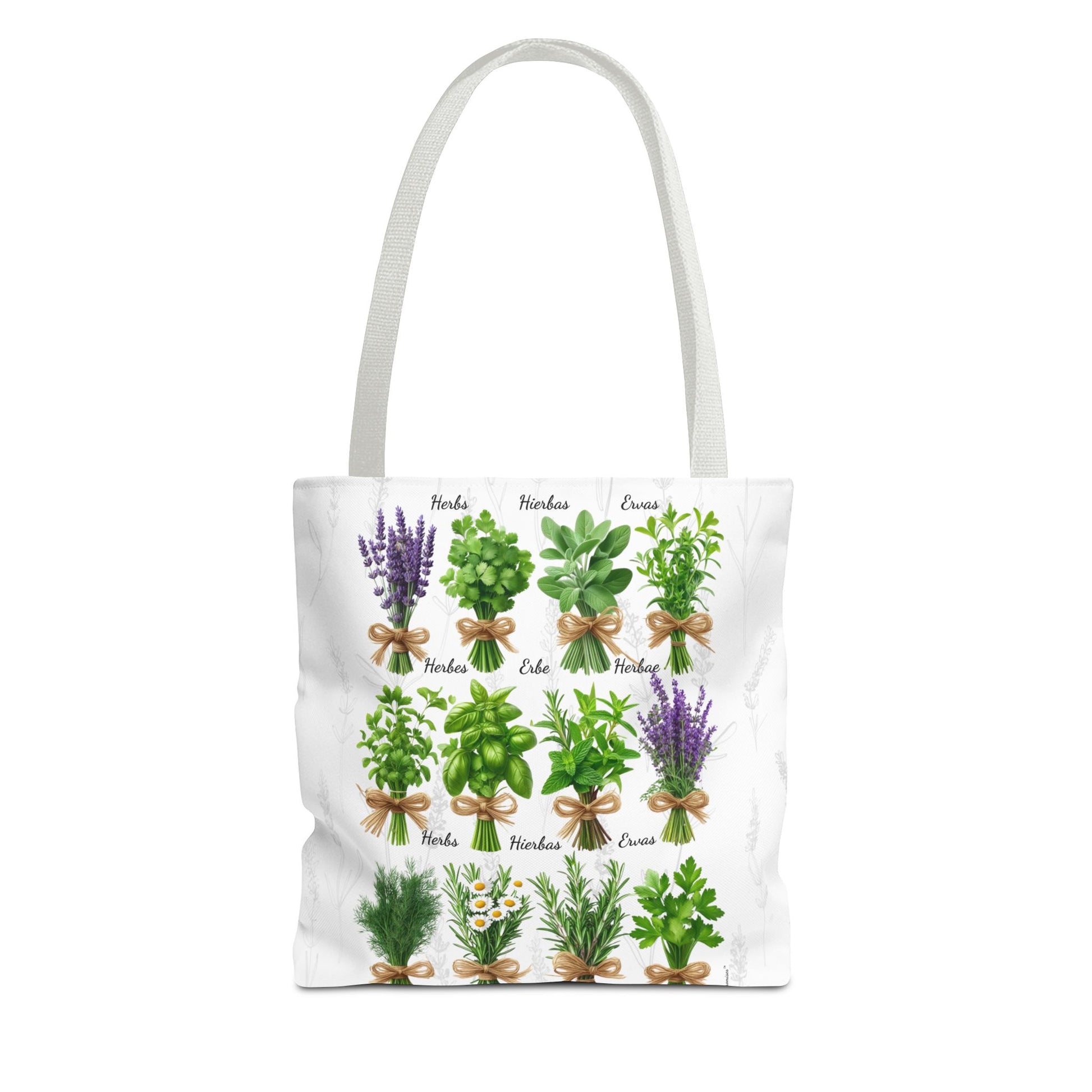6 Language Herbal Garden Tote Bag | Botanical Shopping Tote | Eco-Friendly Grocery Bag, Plant Lover Gift, Garden Decor, Mothers Day