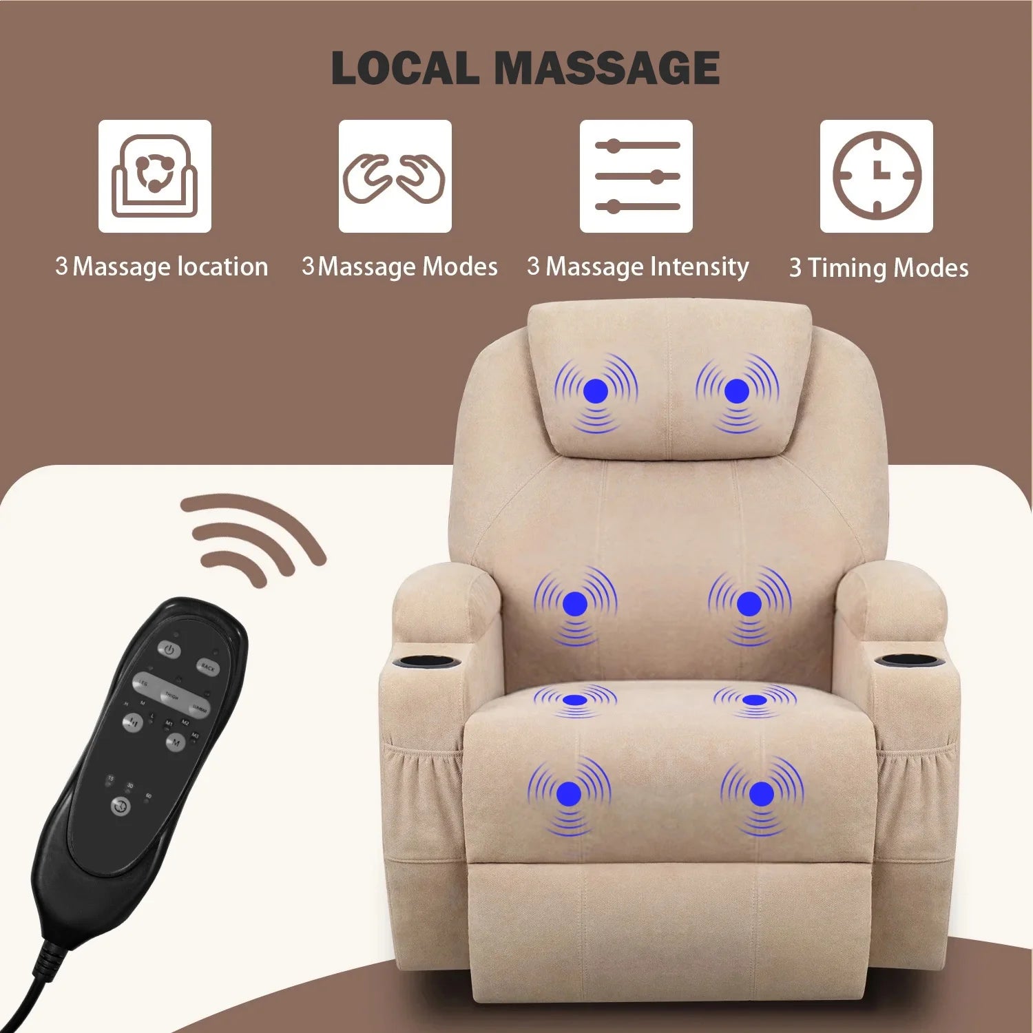 Swivel Rocking Recliner Chair Massage Fabric 360 Swivel Rocker Recliner Living Room Chair Home Theater Seating,Fabric Beige