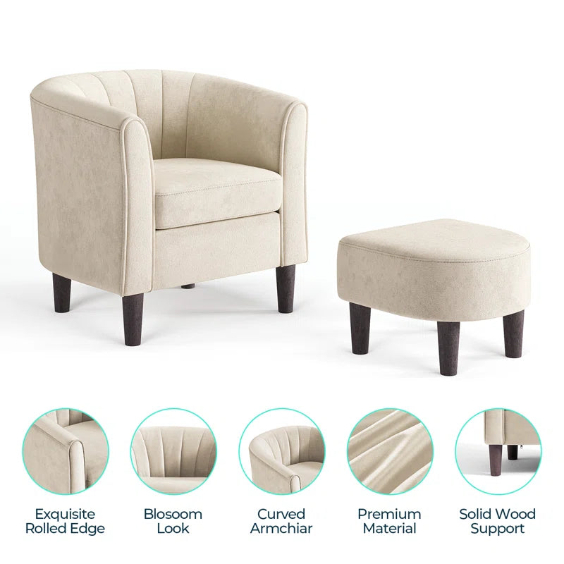 Torrence Upholstered Barrel Chair with Ottoman