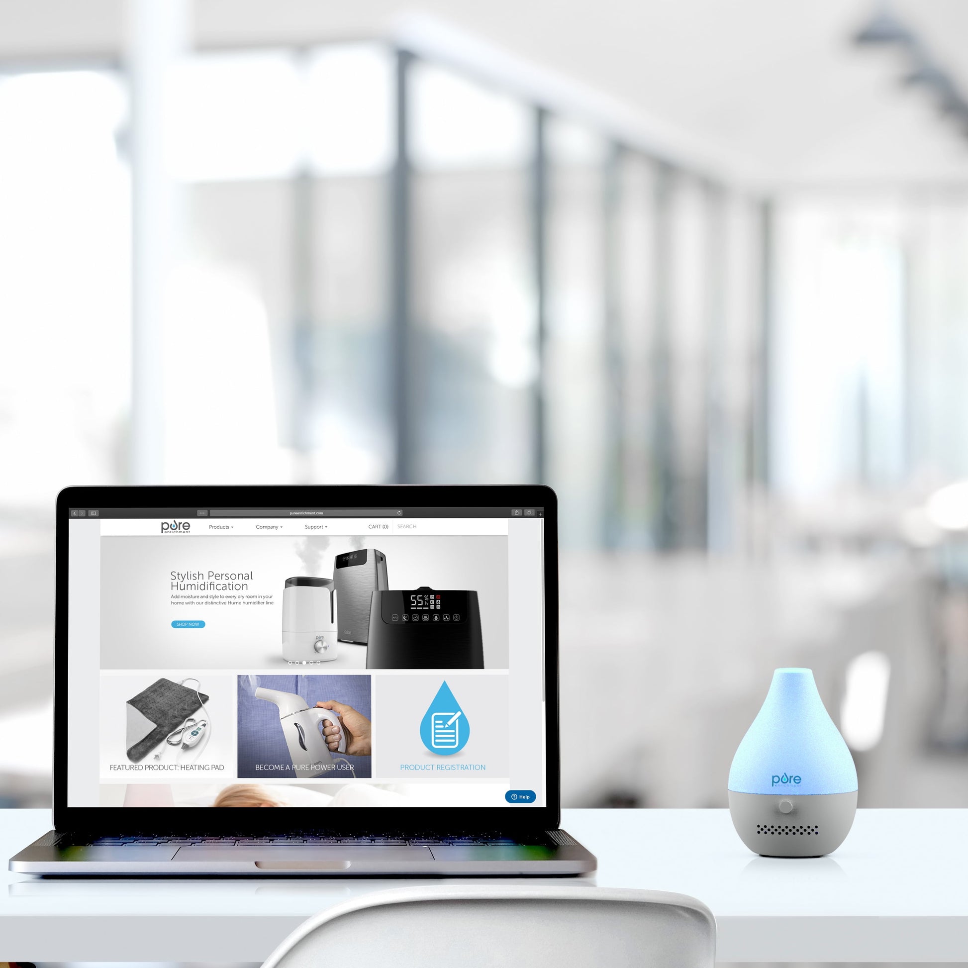 Purespa Drop USB Aroma Diffuser - Waterless Essential Oil Fan Diffuser with 3 Reusable Scent Pads, USB Power Cable, and Color-Changing Mood Light - Ideal for Travel and Small Spaces