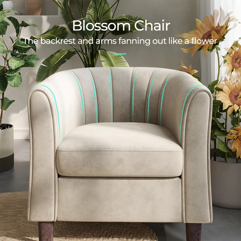 Torrence Upholstered Barrel Chair with Ottoman