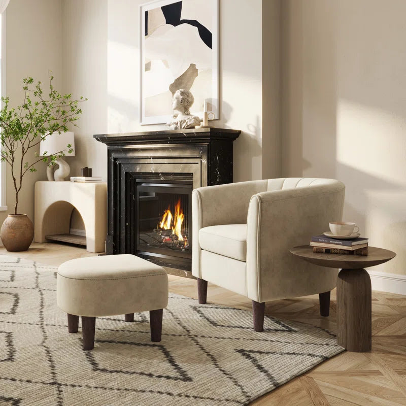 Torrence Upholstered Barrel Chair with Ottoman