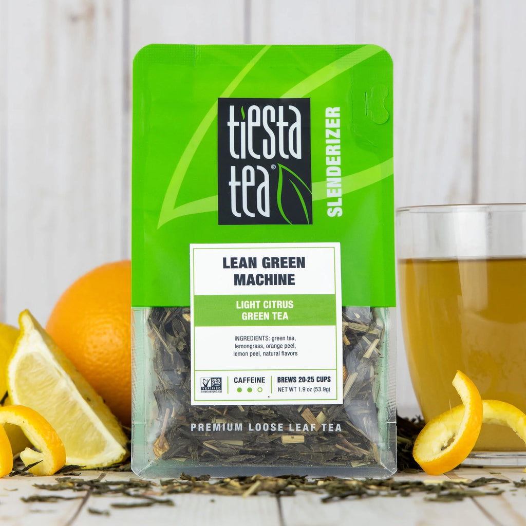 - Lean Green Machine, Slenderizer Loose Leaf Green Tea, Light Citrus Green Tea, Medium Caffeine, Gmo-Free, Make Hot or Iced Tea & Brews up to 25 Cups - 1.9 Ounce Resealable Pouch
