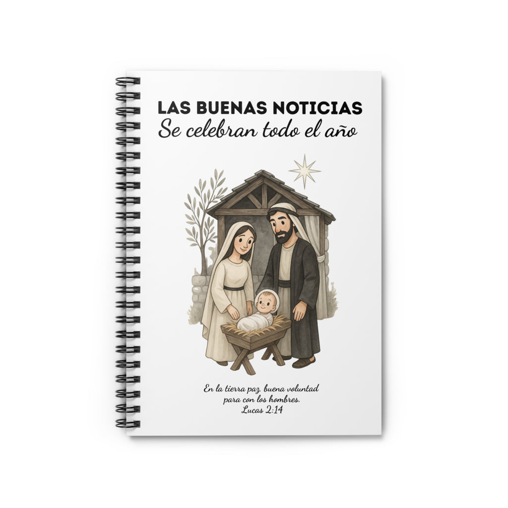 Nativity Set Journal Notebook - "Las Buenas Noticias se Celebran todo el Año"