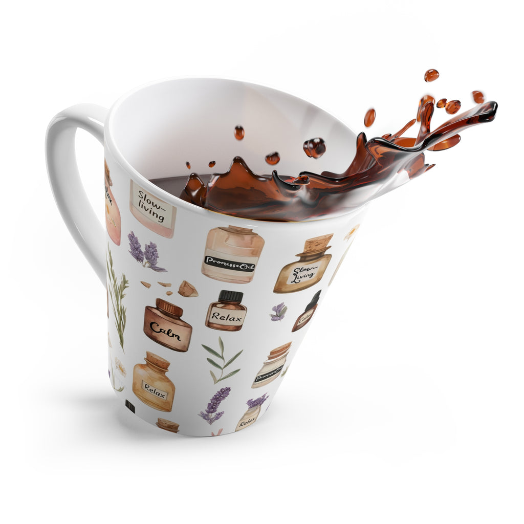 Latte Mug — Aromatherapy Bottles Slow-Living Ceramic Coffee Mug