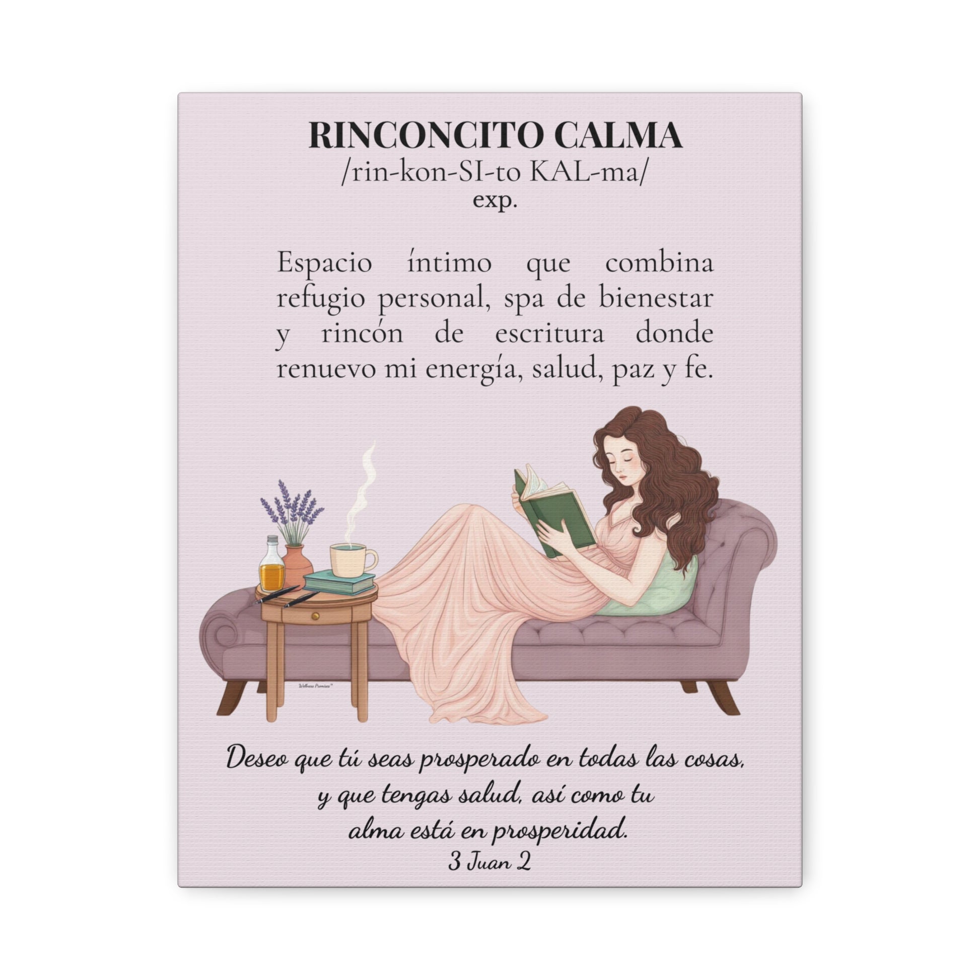 Slow- Living Canvas Wall Art — "Rinconcito Calma" Spanish Relaxation Faith Definition Print (Pink)