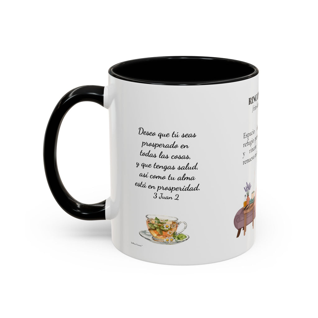 Slow-Living Calm Reading Corner Accent Coffee Mug — "Rinconcito Calma" Herbal Christian Gift (11/15oz)