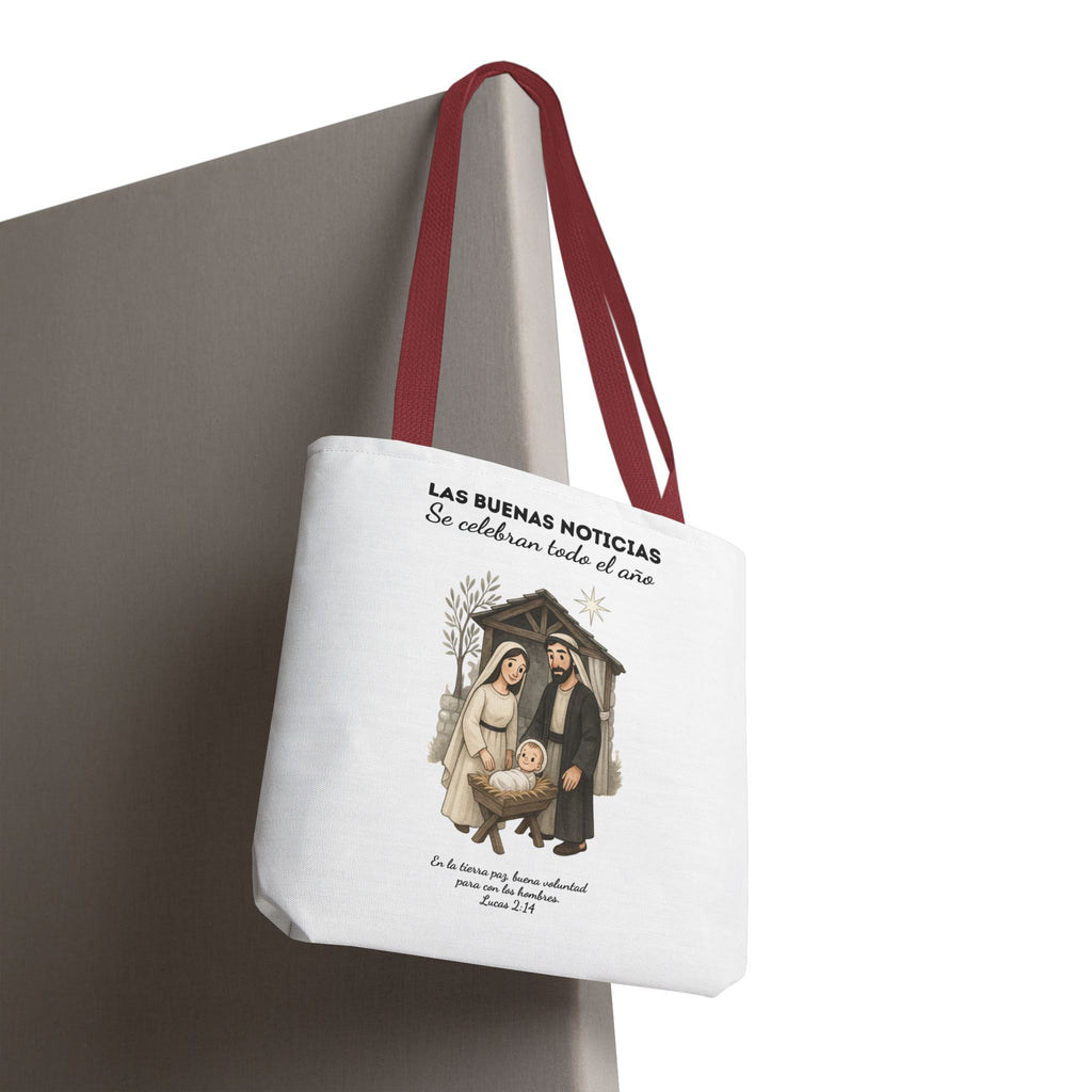 Nativity Tote Bag Year Round — (White Color) "Las Buenas Noticias" Spanish Nativity Tote