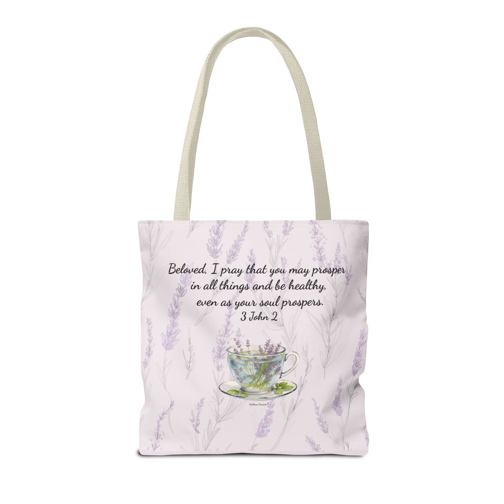 Slow-Living Corner Tote Bag — Cozy Self-Care AOP Canvas Tote with Faith Quotes (Pink)