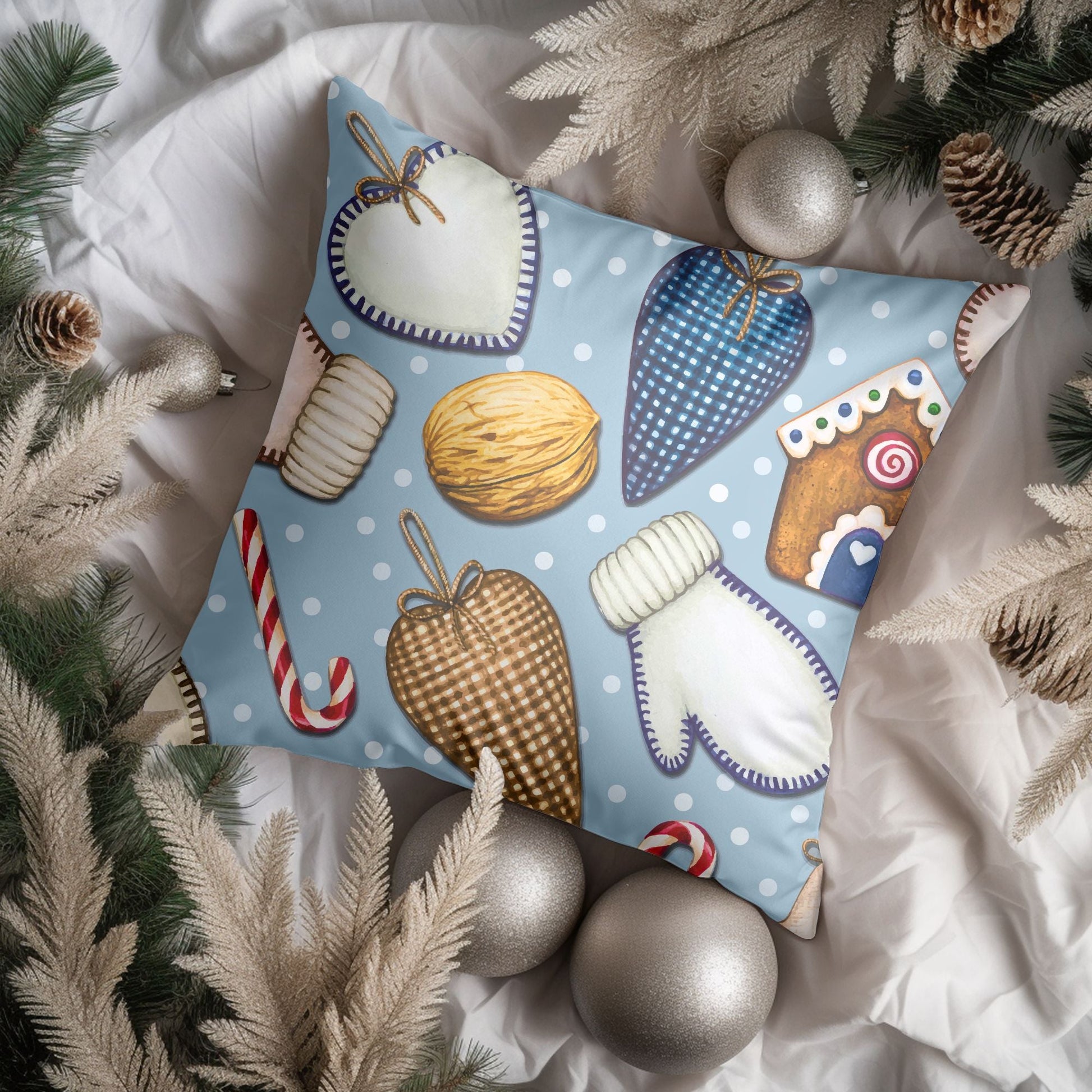 Christmas Ornament Pattern Throw Pillow for Holiday Decor | Homeezone