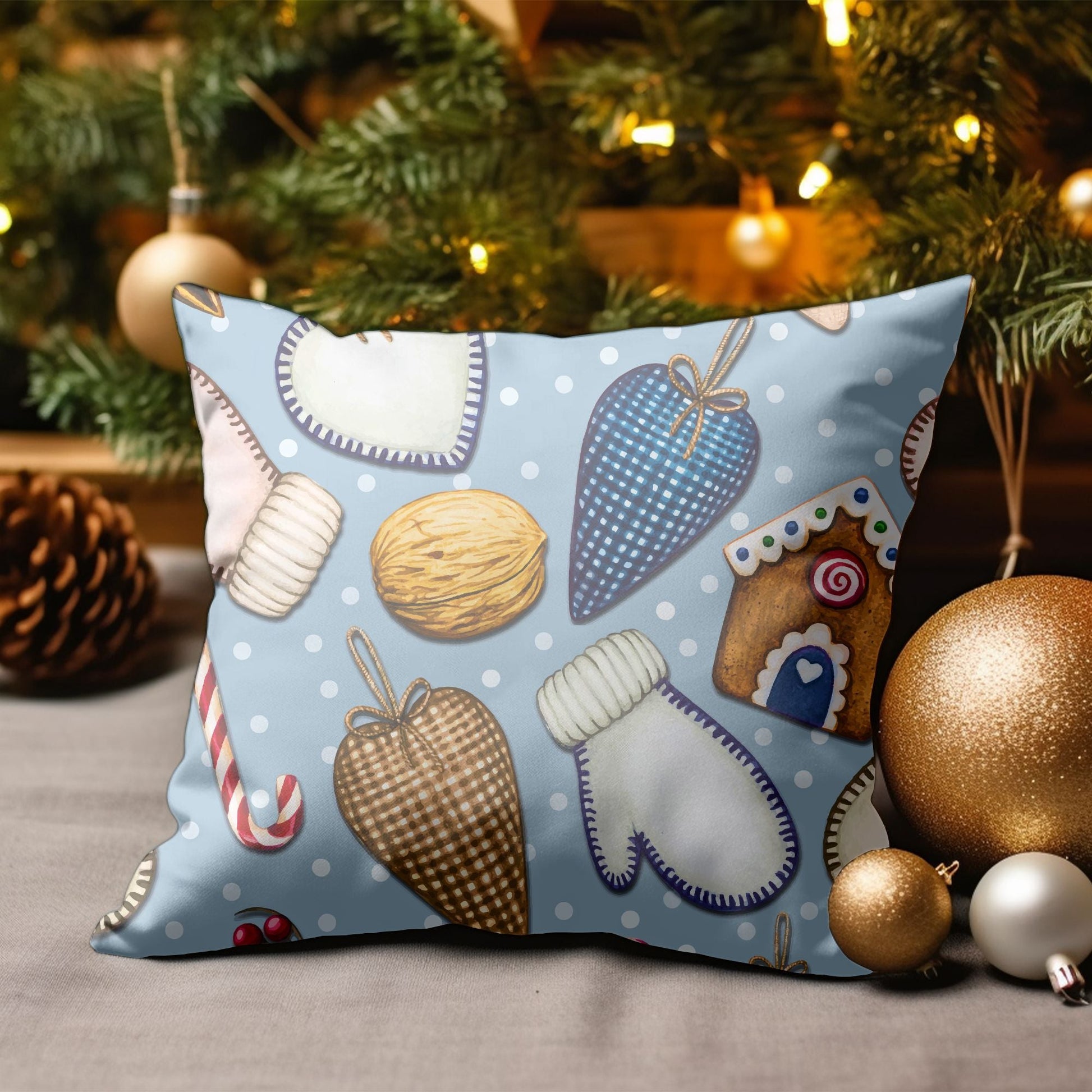 Christmas Ornament Pattern Throw Pillow for Holiday Decor | Homeezone