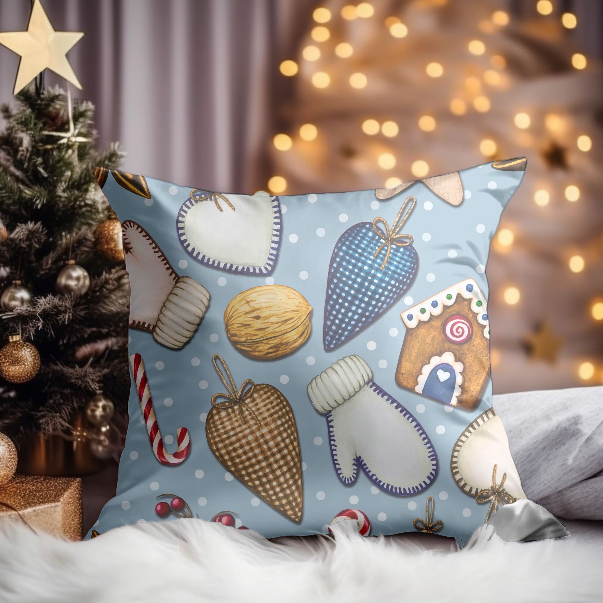 Christmas Ornament Pattern Throw Pillow for Holiday Decor | Homeezone