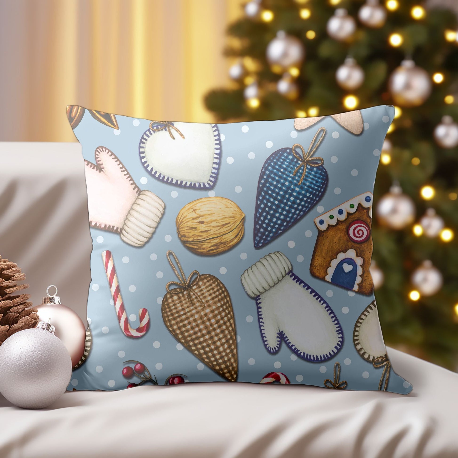 Christmas Ornament Pattern Throw Pillow for Holiday Decor | Homeezone