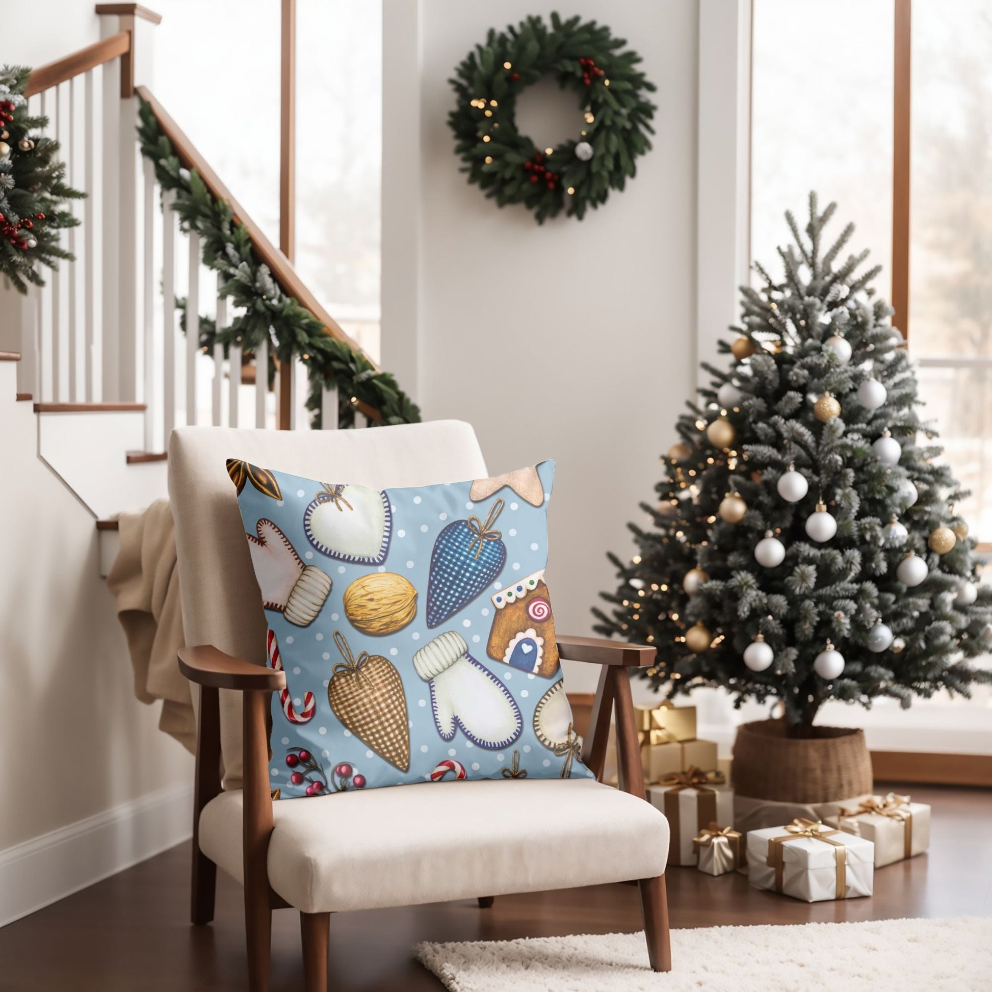 Christmas Ornament Pattern Throw Pillow for Holiday Decor | Homeezone