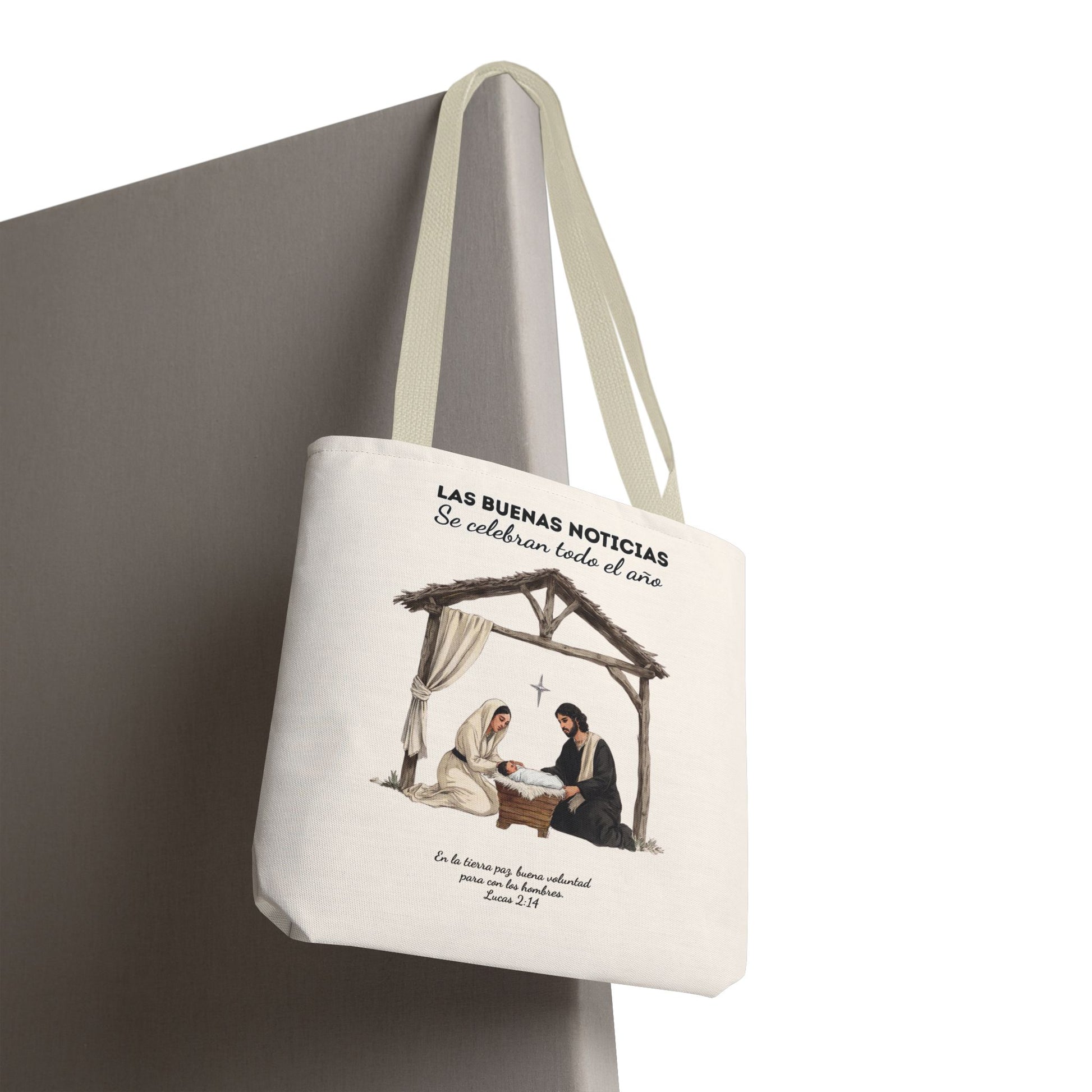 Nativity Tote Bag Year Round (Cream Color)  — "Las Buenas Noticias" Spanish Nativity Tote