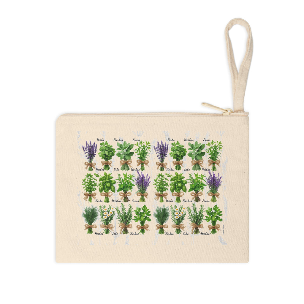 Herbal Zipper Pouch for Plant Lovers | Cute Storage Bag for Gardening Tools, Makeup, Travel, Gifts, Eco-Friendly