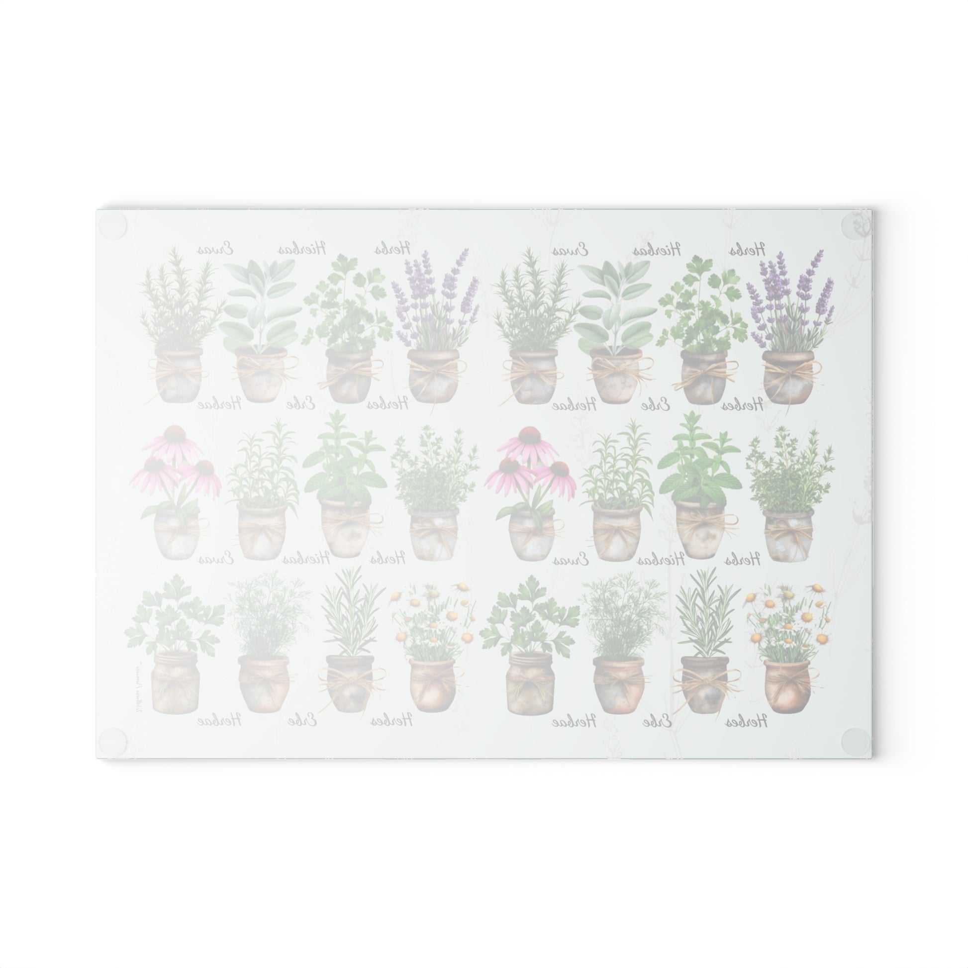 Herb Watercolor Garden Glass Cutting Board, Kitchen Decor, Gift for Home Chefs, Mother's Day, Cooking Essentials, Plant Lover Gift