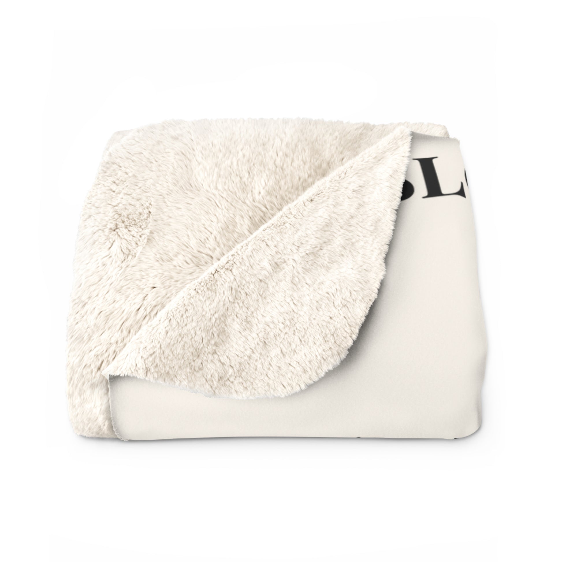 Slow-Living Corner Sherpa Fleece Blanket — (Beige Color) Cozy Spiritual Sanctuary Throw with Scripture