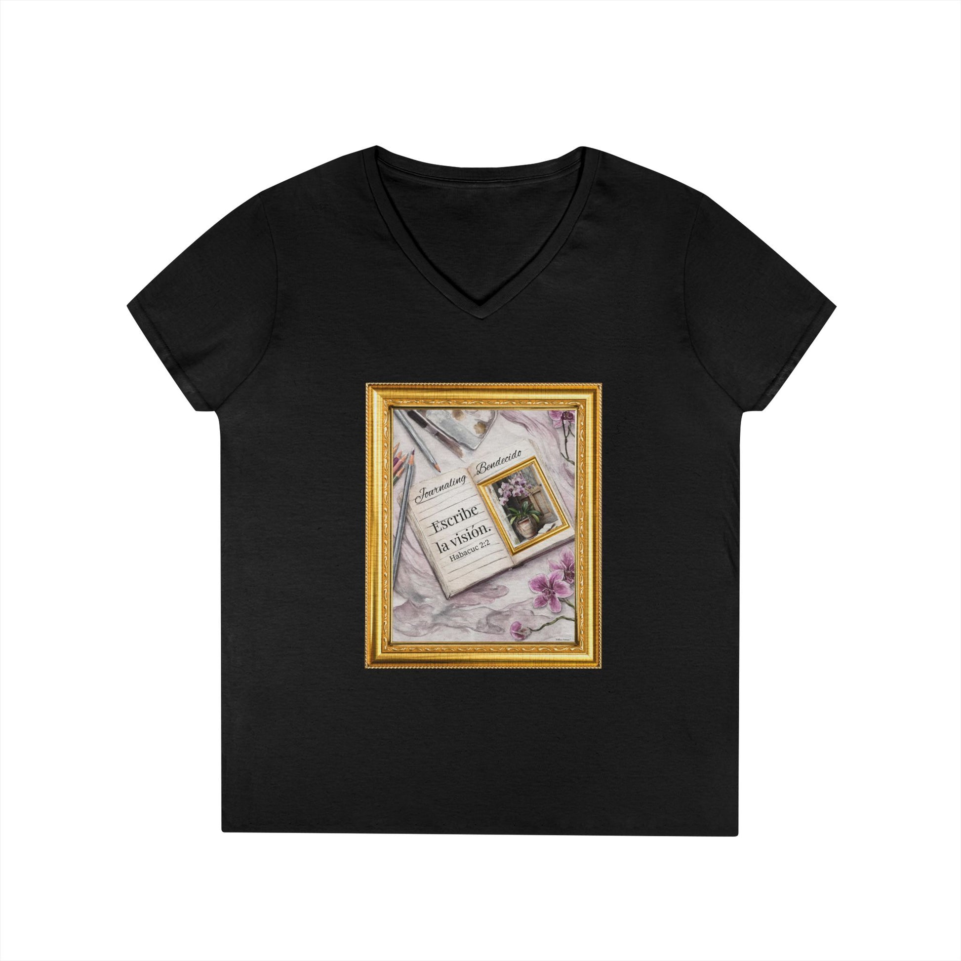 "Escribe la visión": Habacuc 2:2 Arte de Journaling Bendecido - T-Shirt Negra