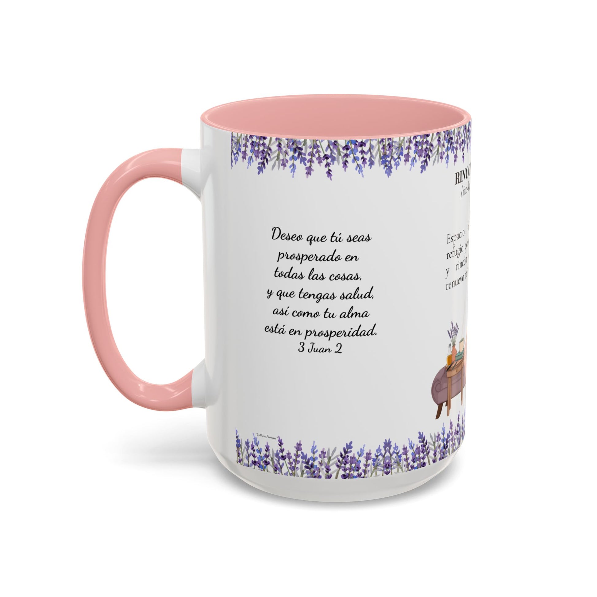 Slow-Living Calm Reading Corner Accent Coffee Mug — "Rinconcito Calma" Lavender Christian Gift (11/15oz)