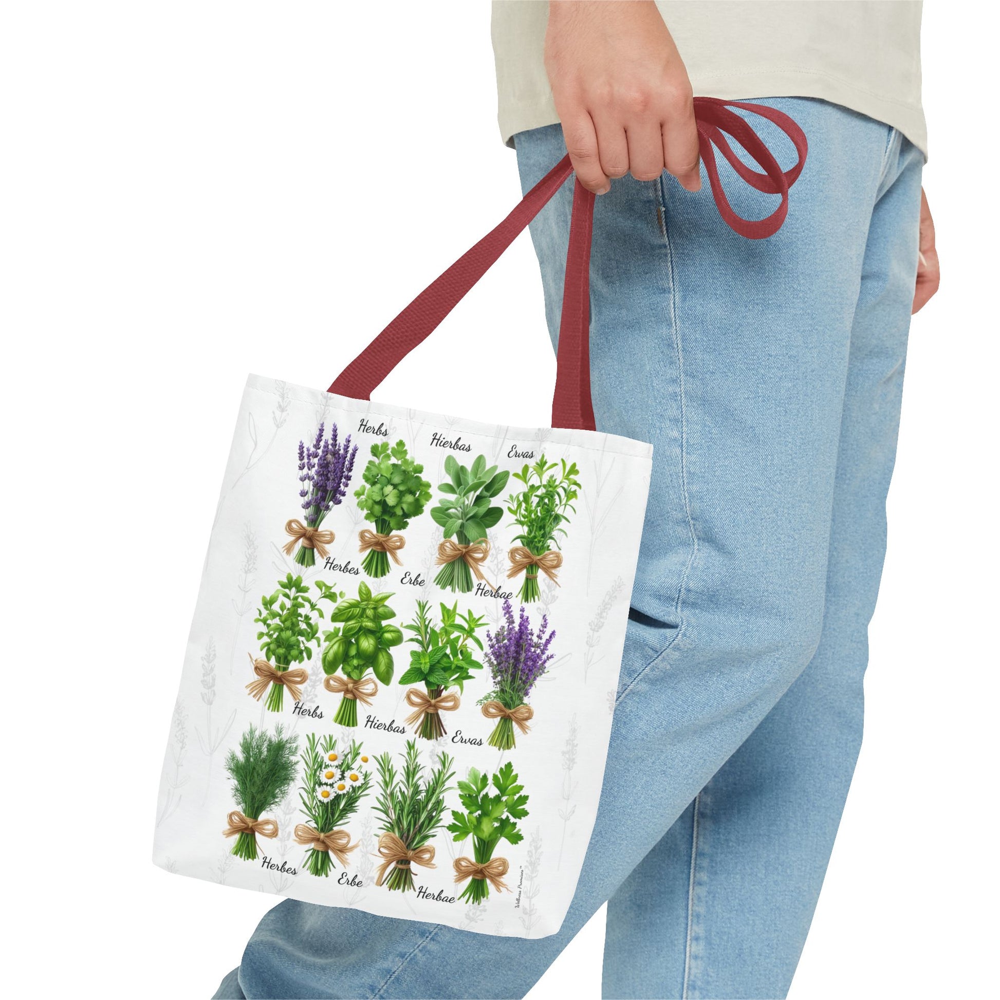 6 Language Herbal Garden Tote Bag | Botanical Shopping Tote | Eco-Friendly Grocery Bag, Plant Lover Gift, Garden Decor, Mothers Day