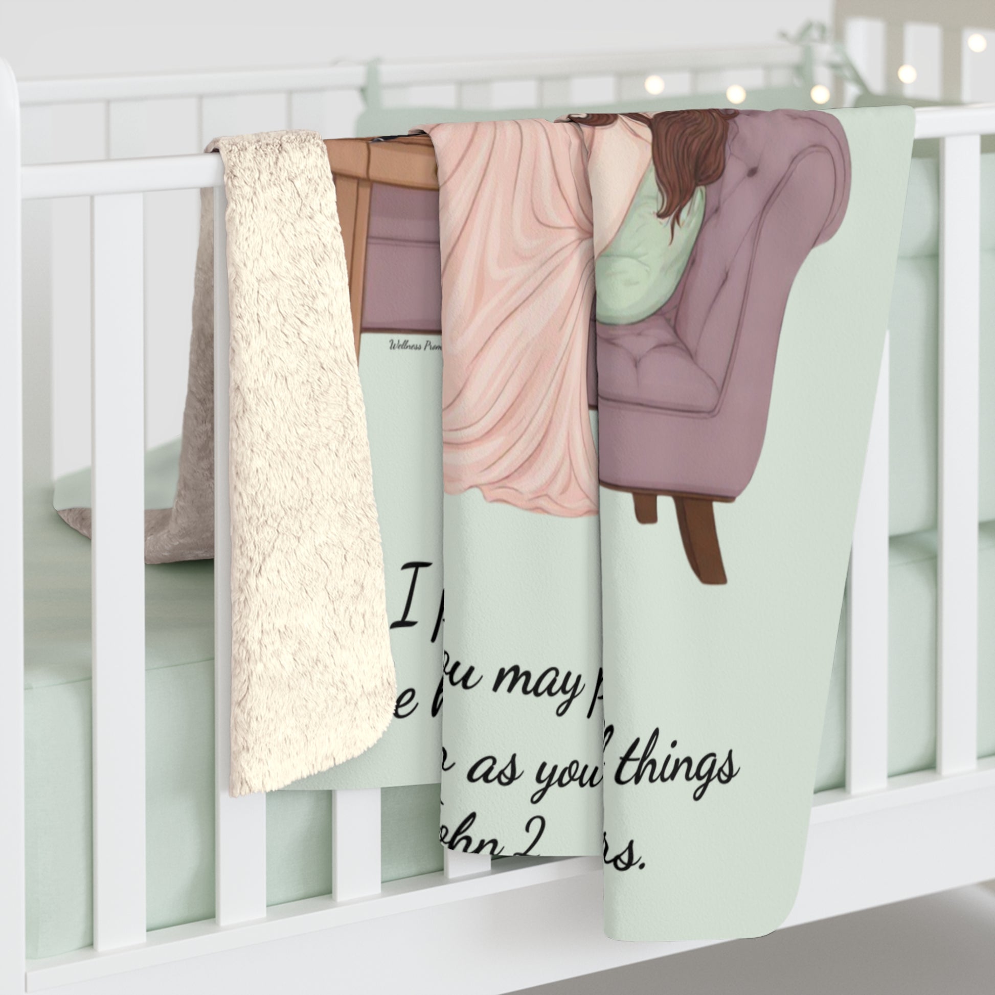 Slow-Living Corner Sherpa Fleece Blanket — Cozy Spiritual Sanctuary Throw with Scripture