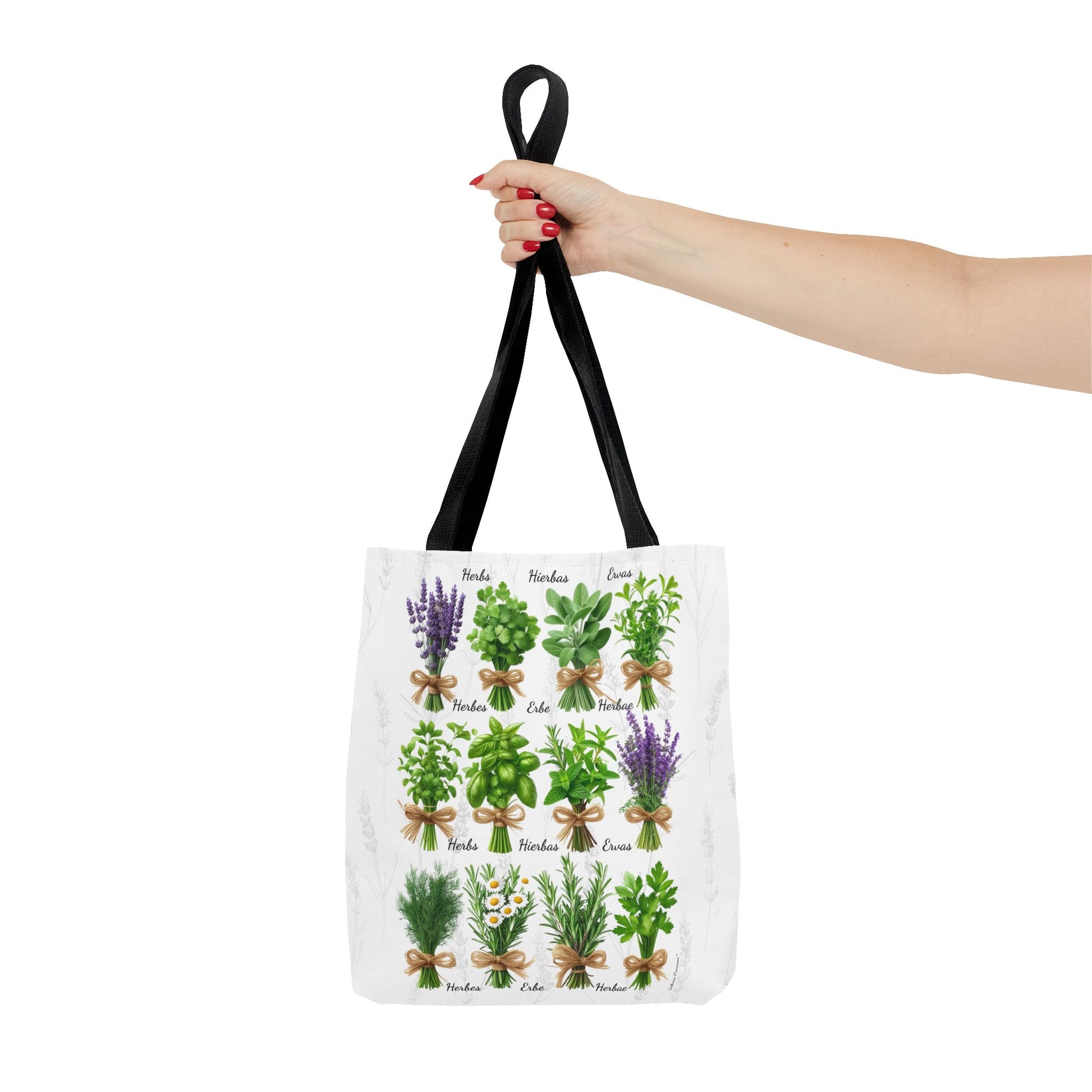 6 Language Herbal Garden Tote Bag | Botanical Shopping Tote | Eco-Friendly Grocery Bag, Plant Lover Gift, Garden Decor, Mothers Day
