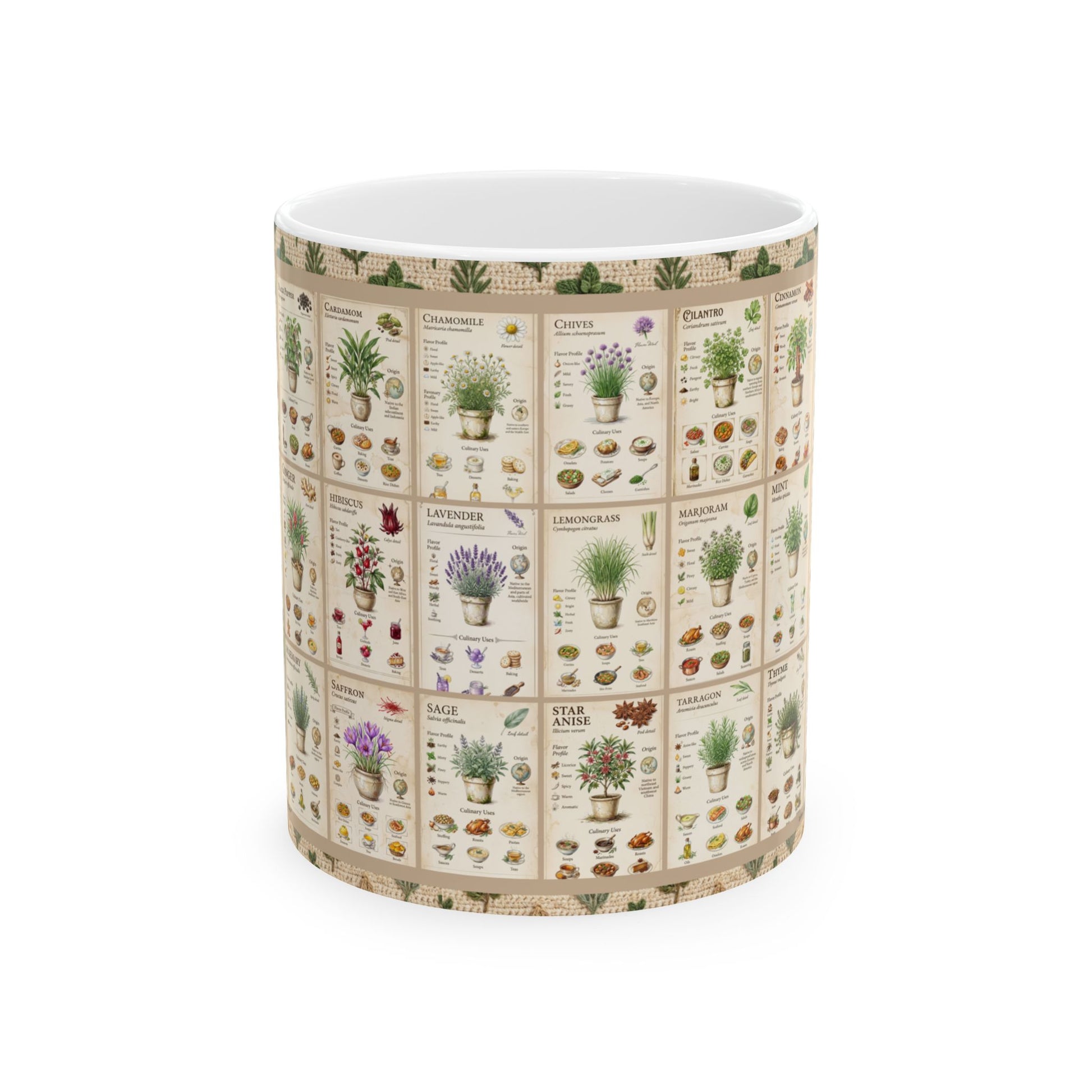30 Herb & Spices Crochet Ceramic Mug