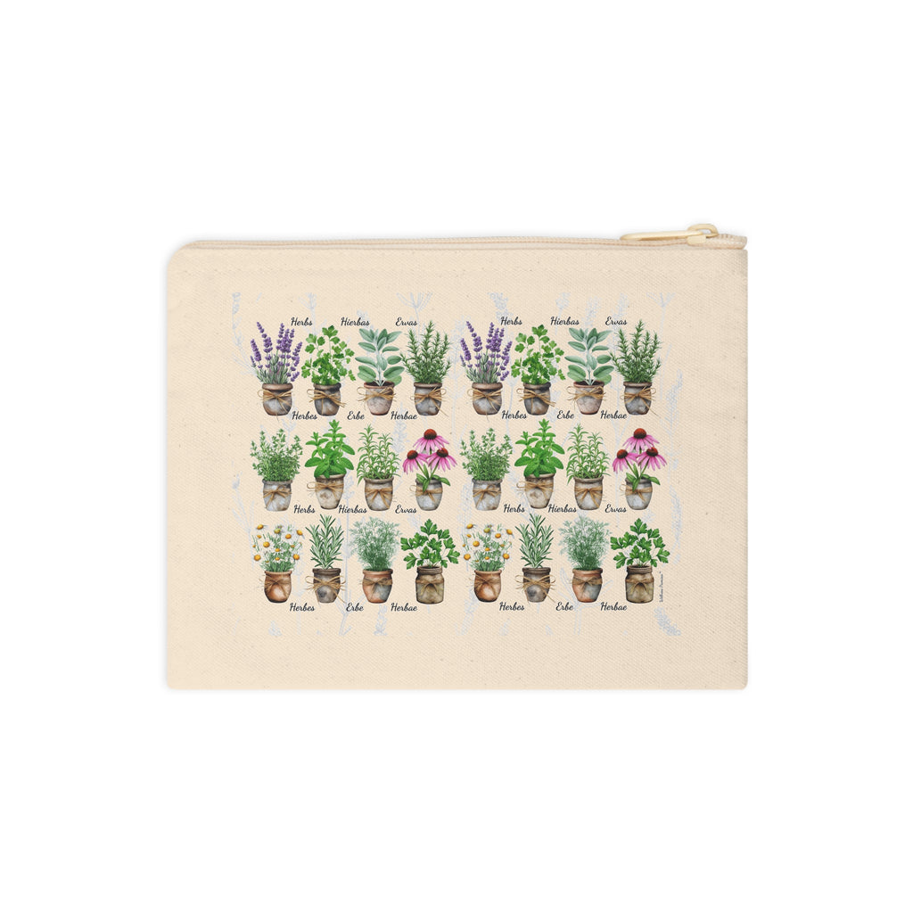 Herbal Watercolor Zipper Pouch for Plant Lovers | Cute Storage Bag for Gardening Tools, Makeup, Travel, Gifts, Eco-Friendly