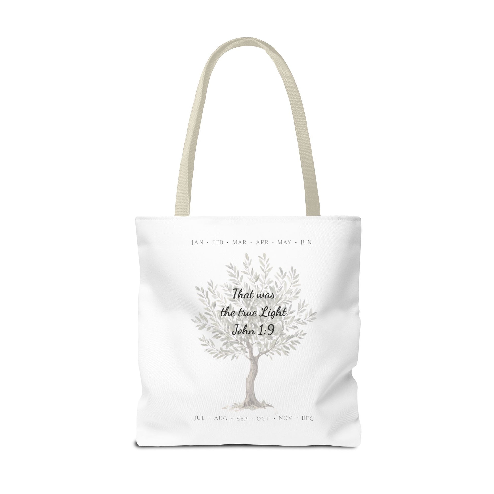 Nativity Tote Bag Year Round — (White Color) "Celebrate Good News All Year" Nativity Tote