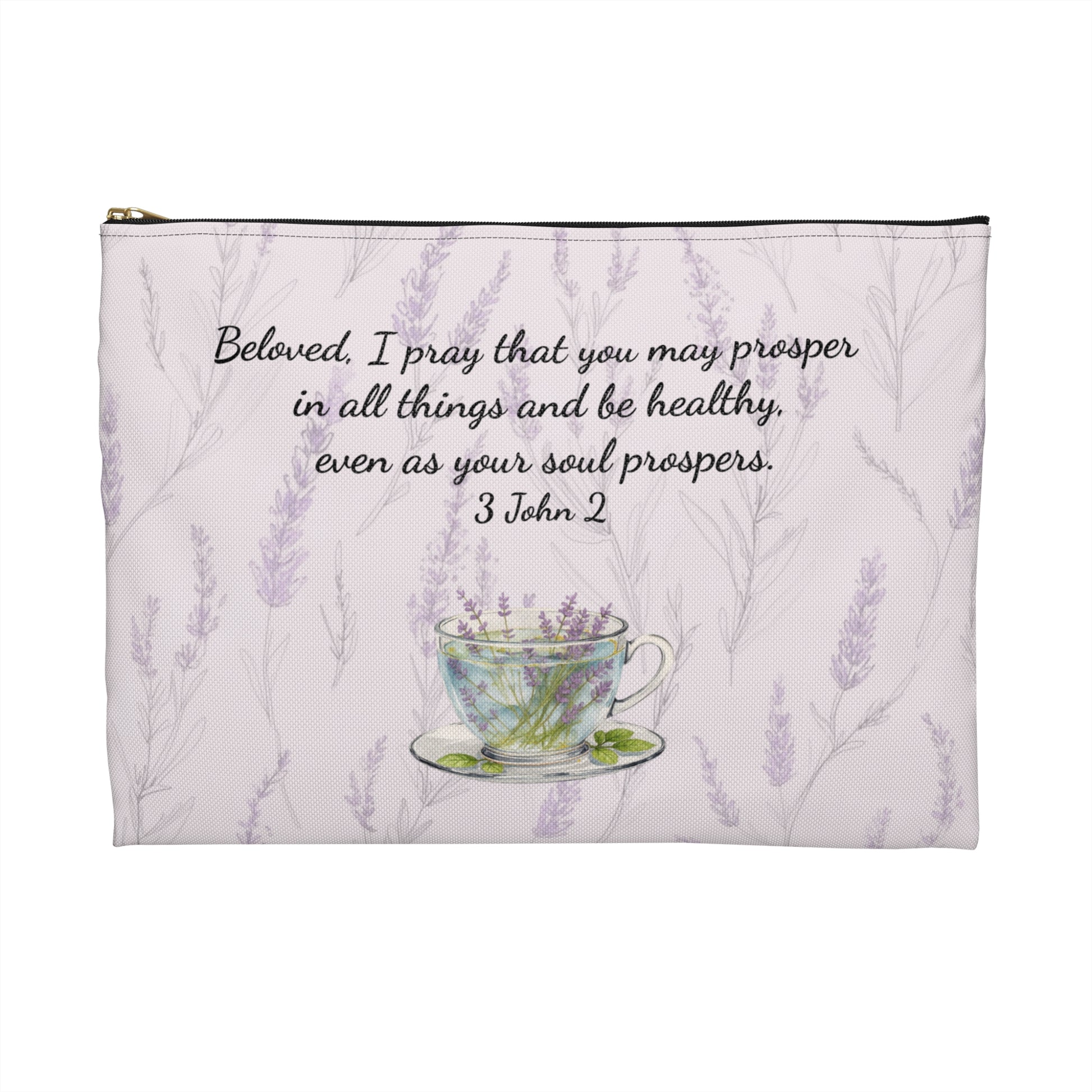 Accessory Pouch — Slow-Living Corner & Lavender Tea Bible Faith Quote (Pink)