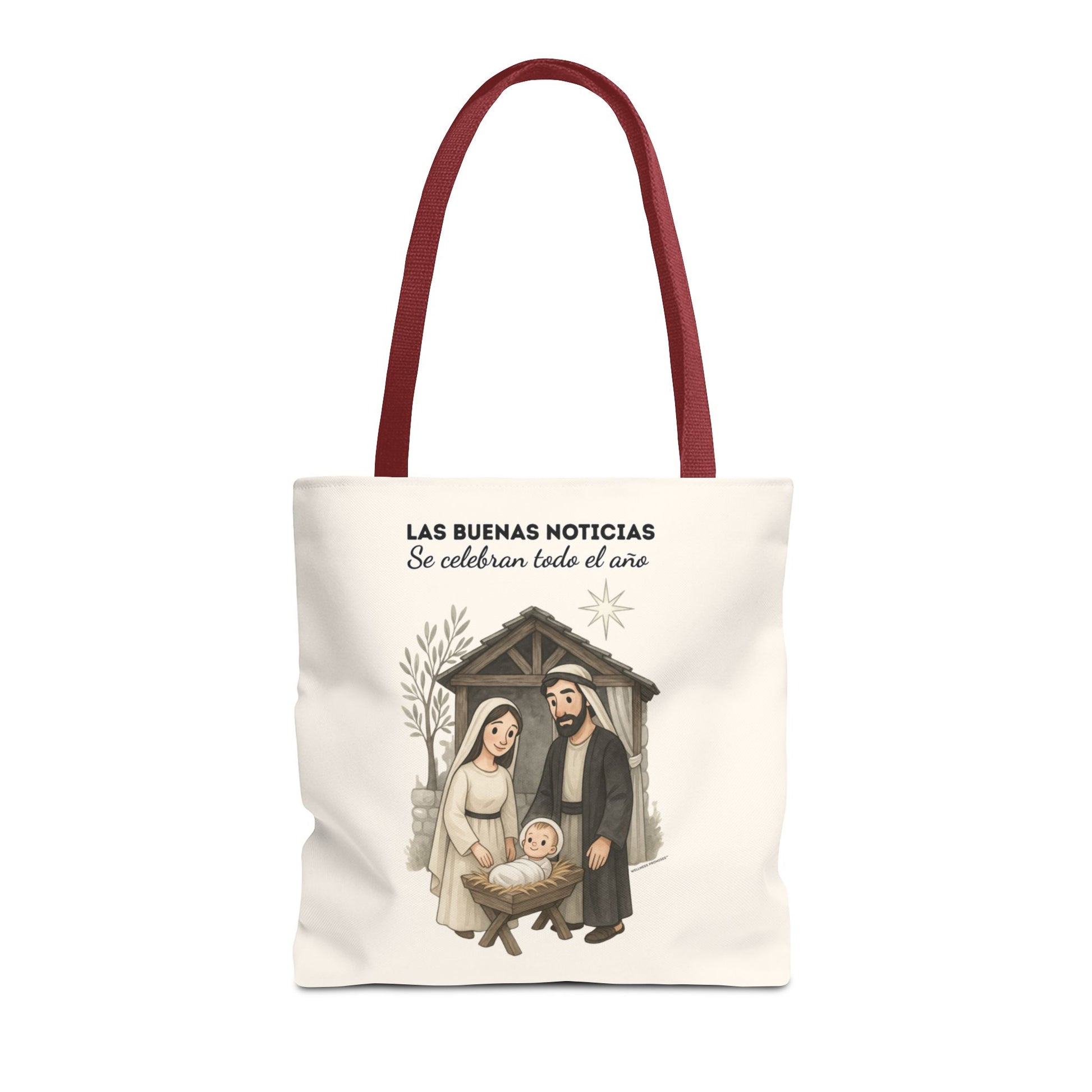 Nativity Tote Bag Year Round (Cream Color)  — "Las Buenas Noticias" Spanish Nativity Tote