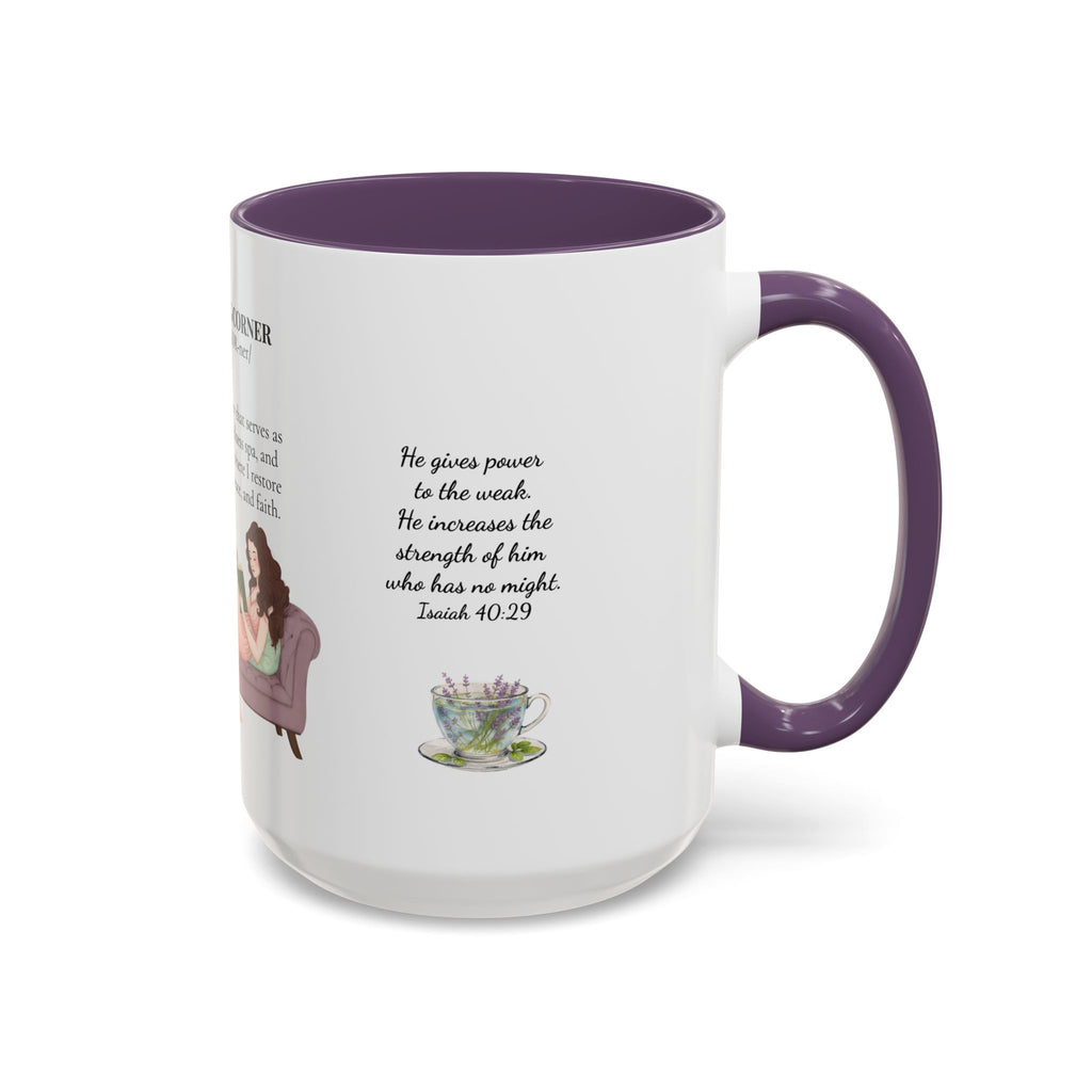 Slow-Living Corner Accent Coffee/Tea Mug — Inspirational Christian Relaxation Herbal (11/15oz)