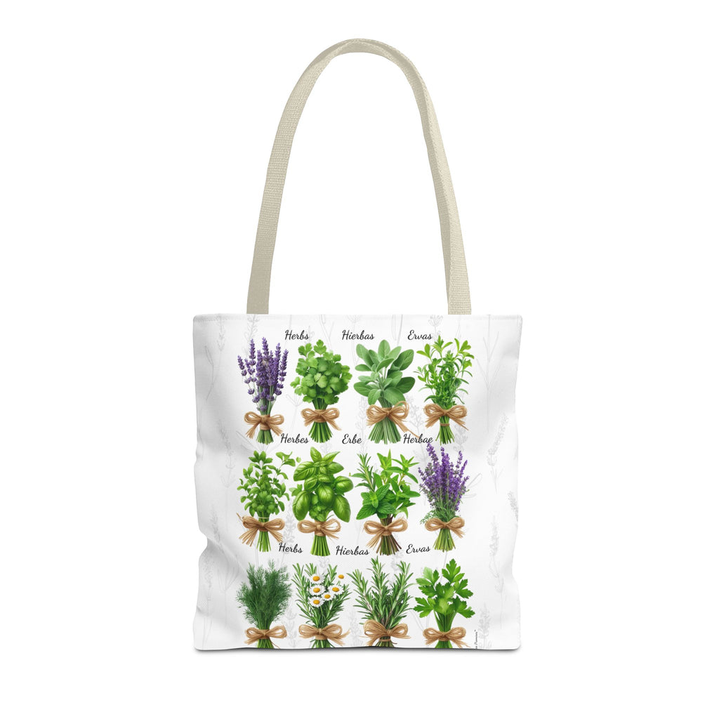 6 Language Herbal Garden Tote Bag | Botanical Shopping Tote | Eco-Friendly Grocery Bag, Plant Lover Gift, Garden Decor, Mothers Day