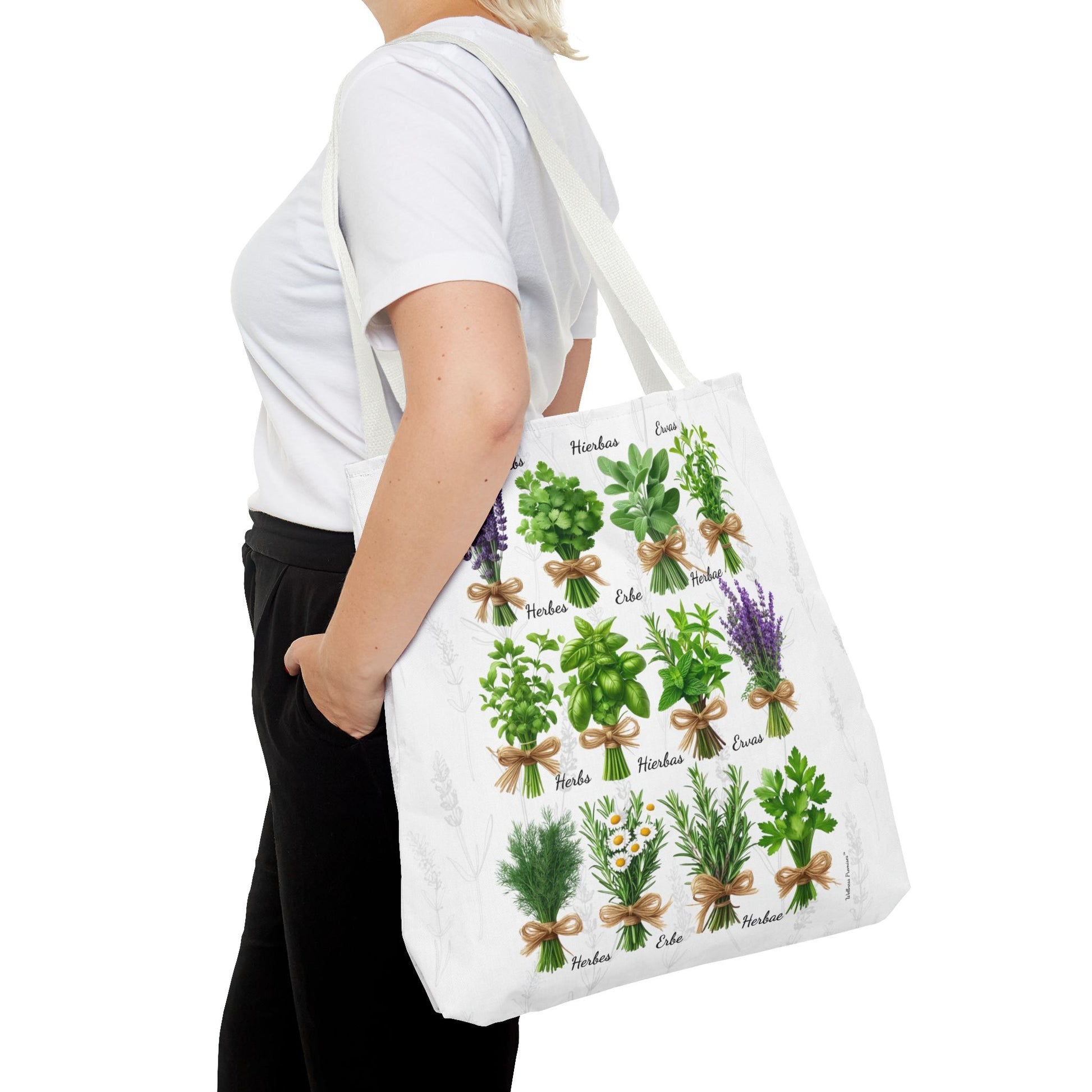 6 Language Herbal Garden Tote Bag | Botanical Shopping Tote | Eco-Friendly Grocery Bag, Plant Lover Gift, Garden Decor, Mothers Day