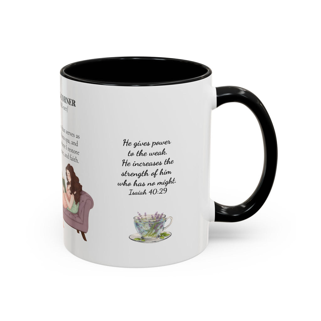 Slow-Living Corner Accent Coffee/Tea Mug — Inspirational Christian Relaxation Herbal (11/15oz)