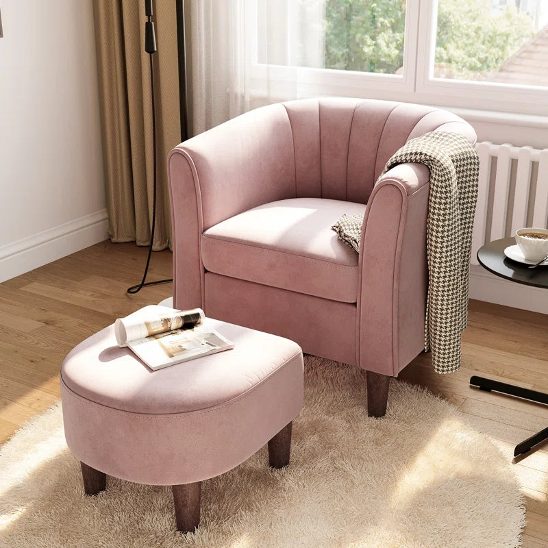 Torrence Upholstered Barrel Chair with Ottoman