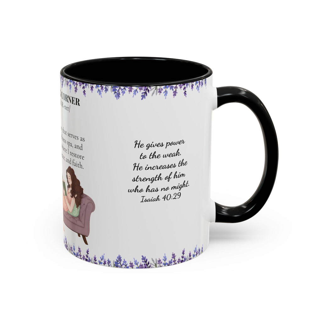 Slow-Living Corner Accent Coffee/Tea Mug — Inspirational Christian Relaxation Lavender (11/15oz)