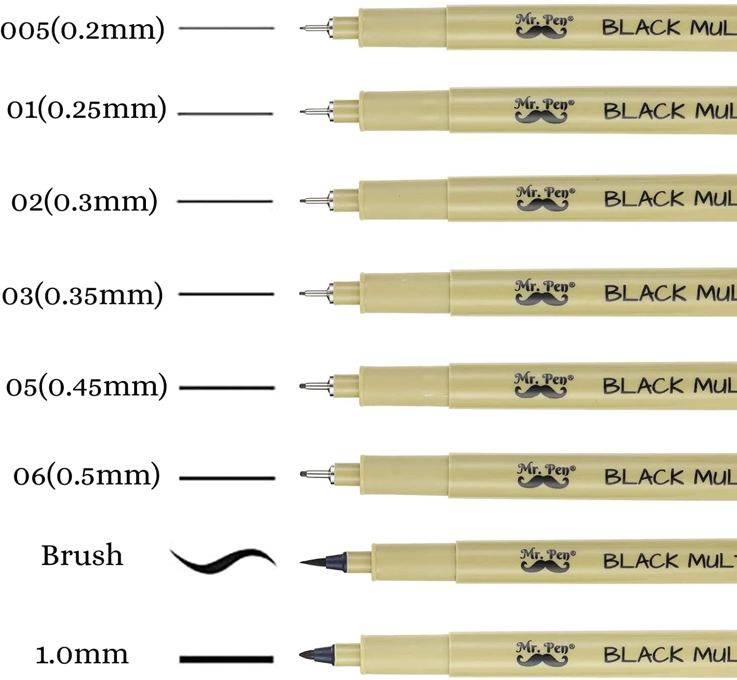 - Drawing Pens, Black Multiliner, 8 Pack, Fineliner Pen