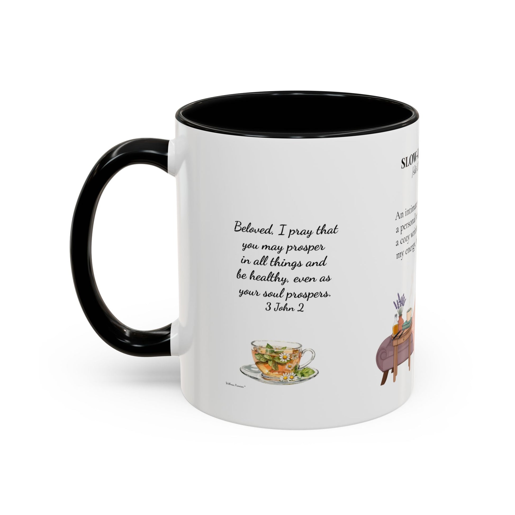 Slow-Living Corner Accent Coffee/Tea Mug — Inspirational Christian Relaxation Herbal (11/15oz)