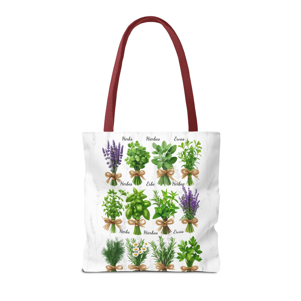 6 Language Herbal Garden Tote Bag | Botanical Shopping Tote | Eco-Friendly Grocery Bag, Plant Lover Gift, Garden Decor, Mothers Day