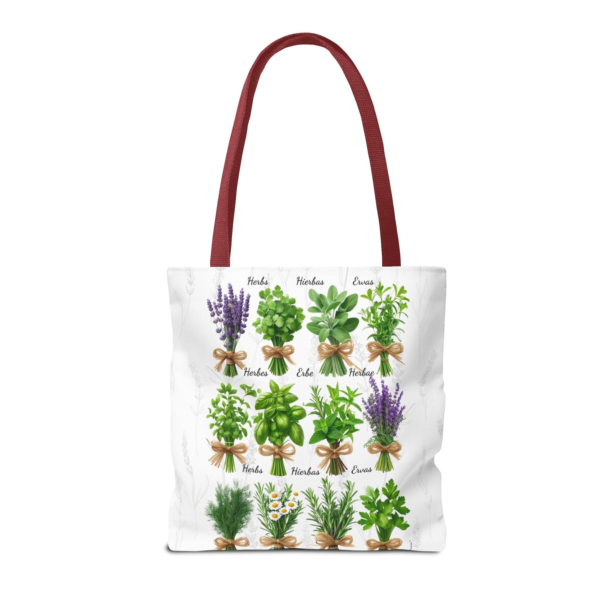 6 Language Herbal Garden Tote Bag | Botanical Shopping Tote | Eco-Friendly Grocery Bag, Plant Lover Gift, Garden Decor, Mothers Day