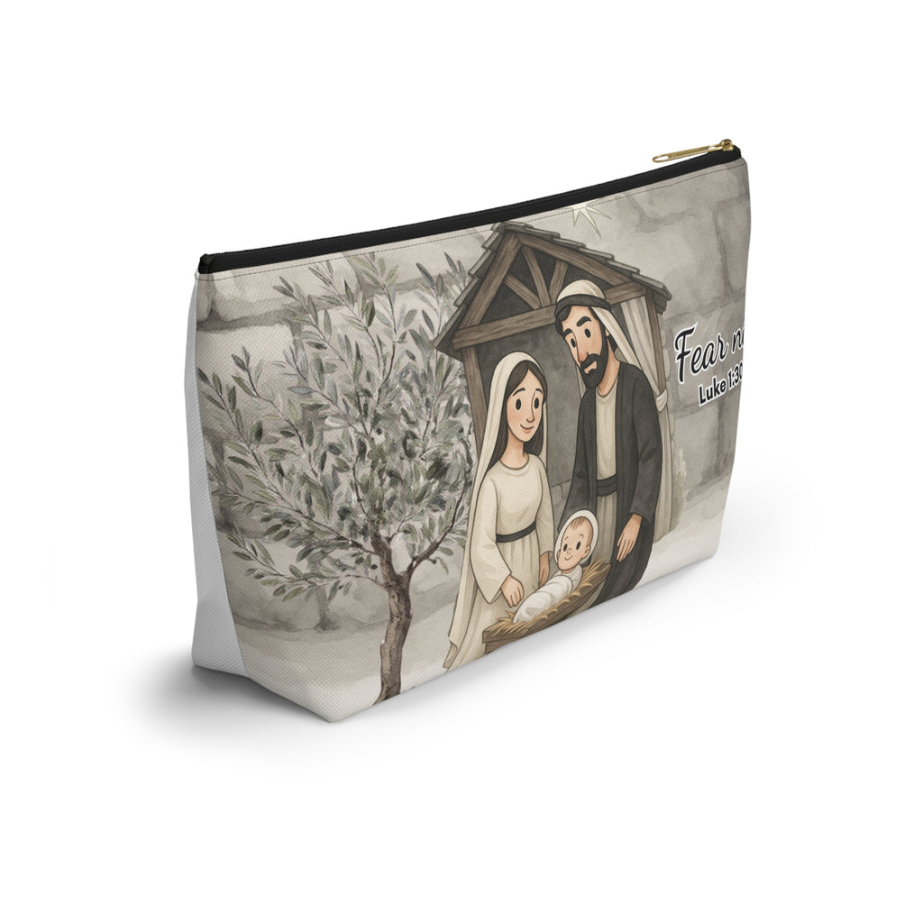 Nativity Accessory Pouch — "Celebrate Good News All Year" Nativity Scene Year Round Makeup Bag