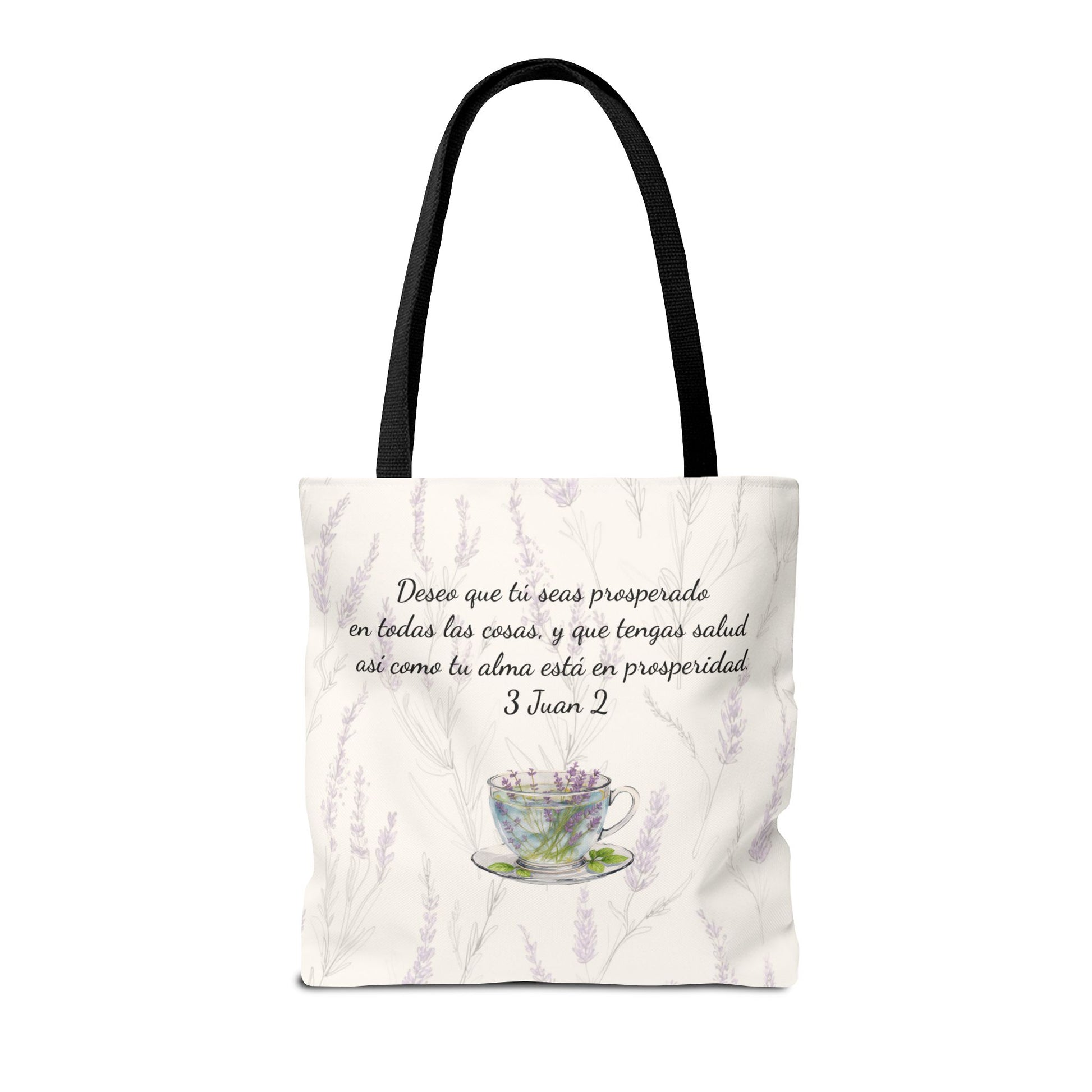 Slow-Living Corner Tote Bag — "Rinconcito Calma" Spanish Cozy Self-Care AOP Canvas Tote with Faith Quotes