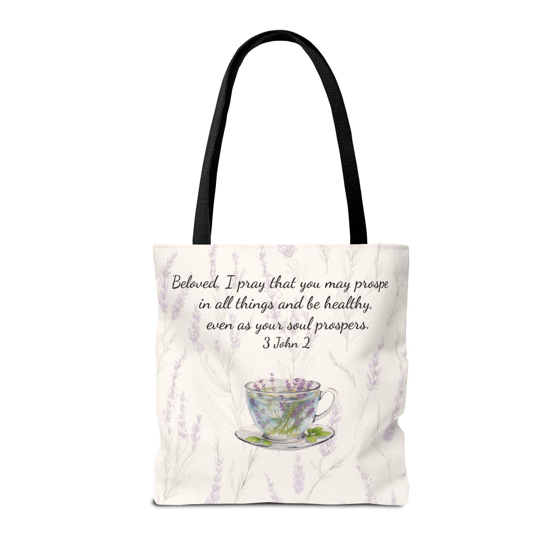 Slow-Living Corner Tote Bag — Cozy Self-Care AOP Canvas Tote with Faith Quotes