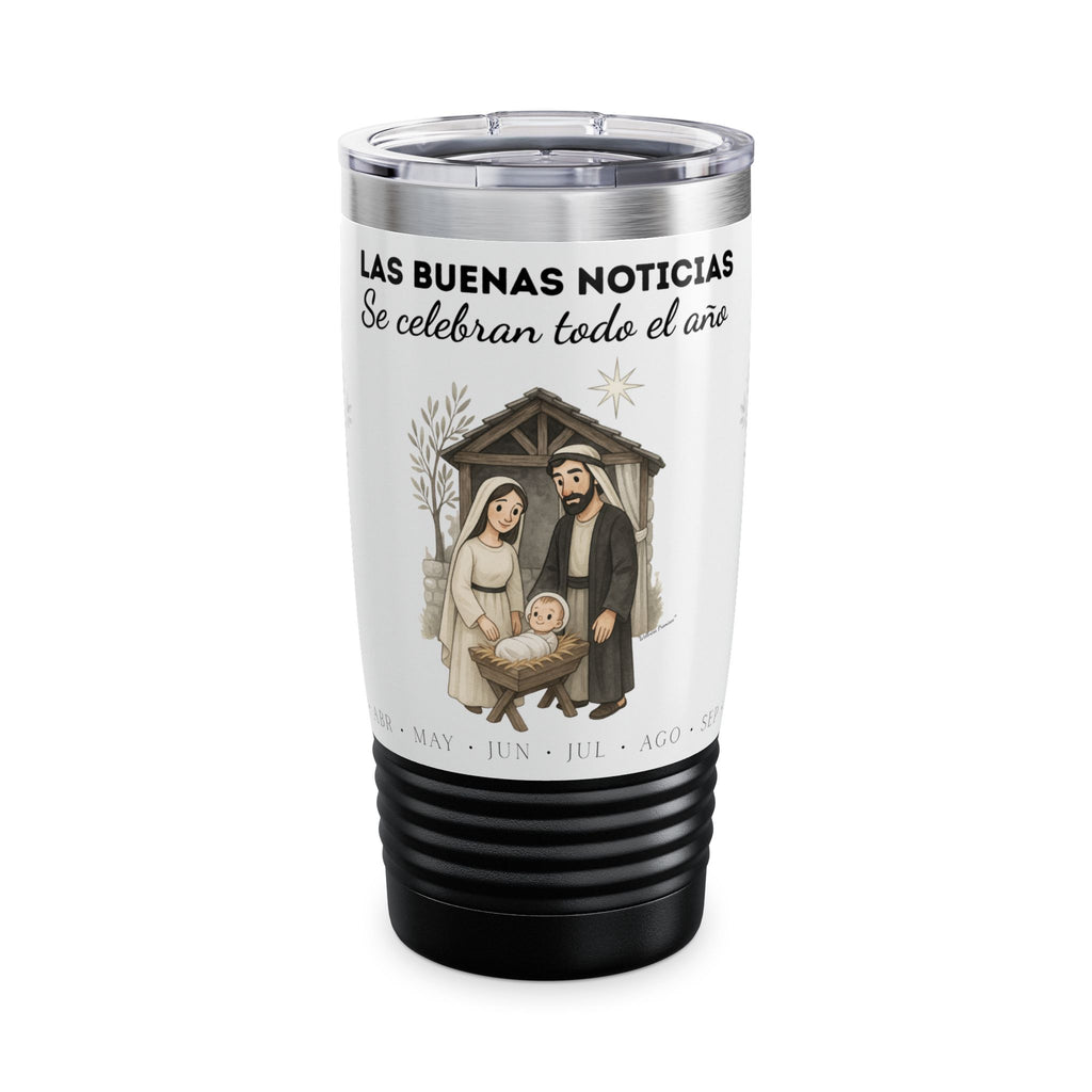 Nativity Ringneck Tumbler Year Round Use— Spanish "¡Las buenas noticias se celebran todo el año!" 20oz