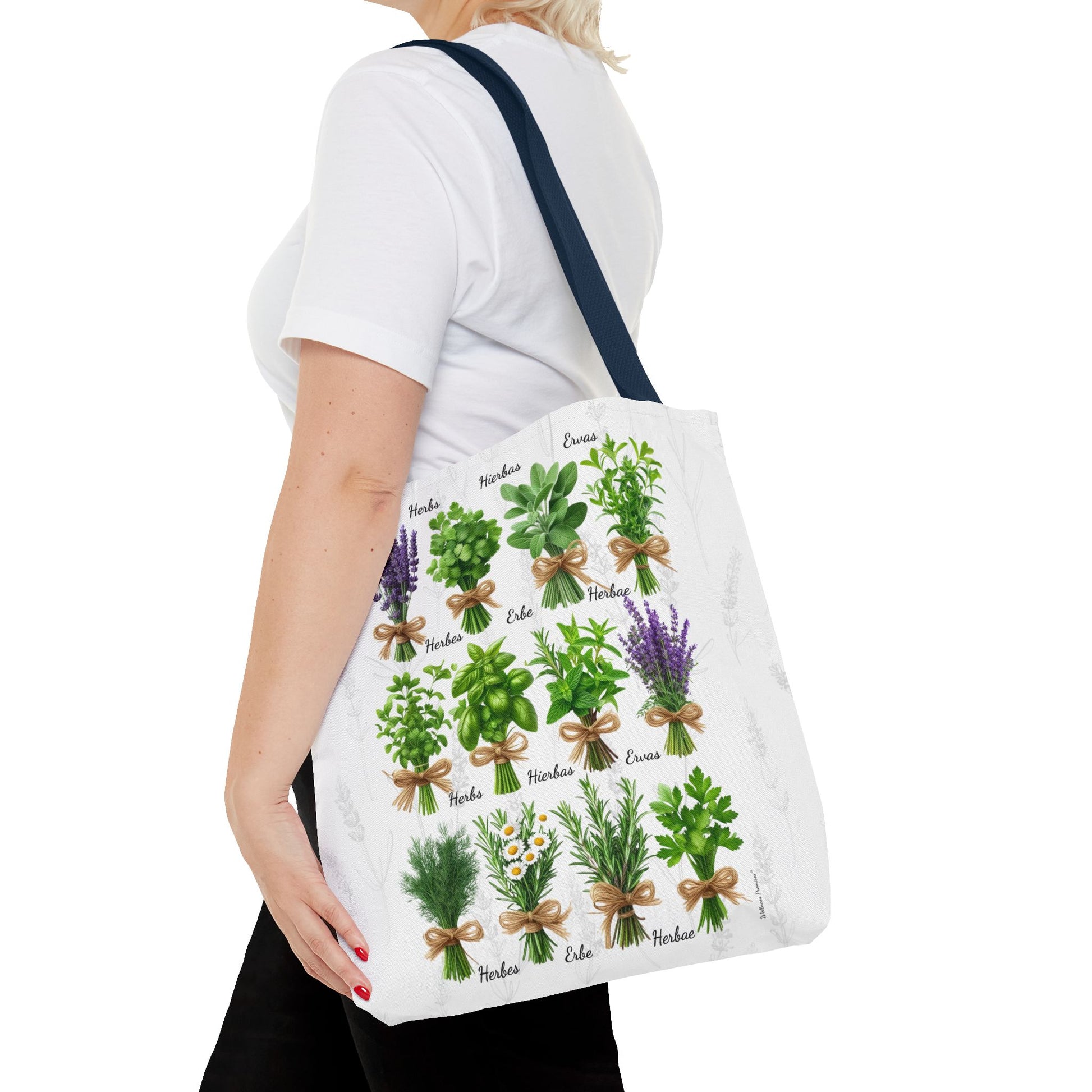 6 Language Herbal Garden Tote Bag | Botanical Shopping Tote | Eco-Friendly Grocery Bag, Plant Lover Gift, Garden Decor, Mothers Day