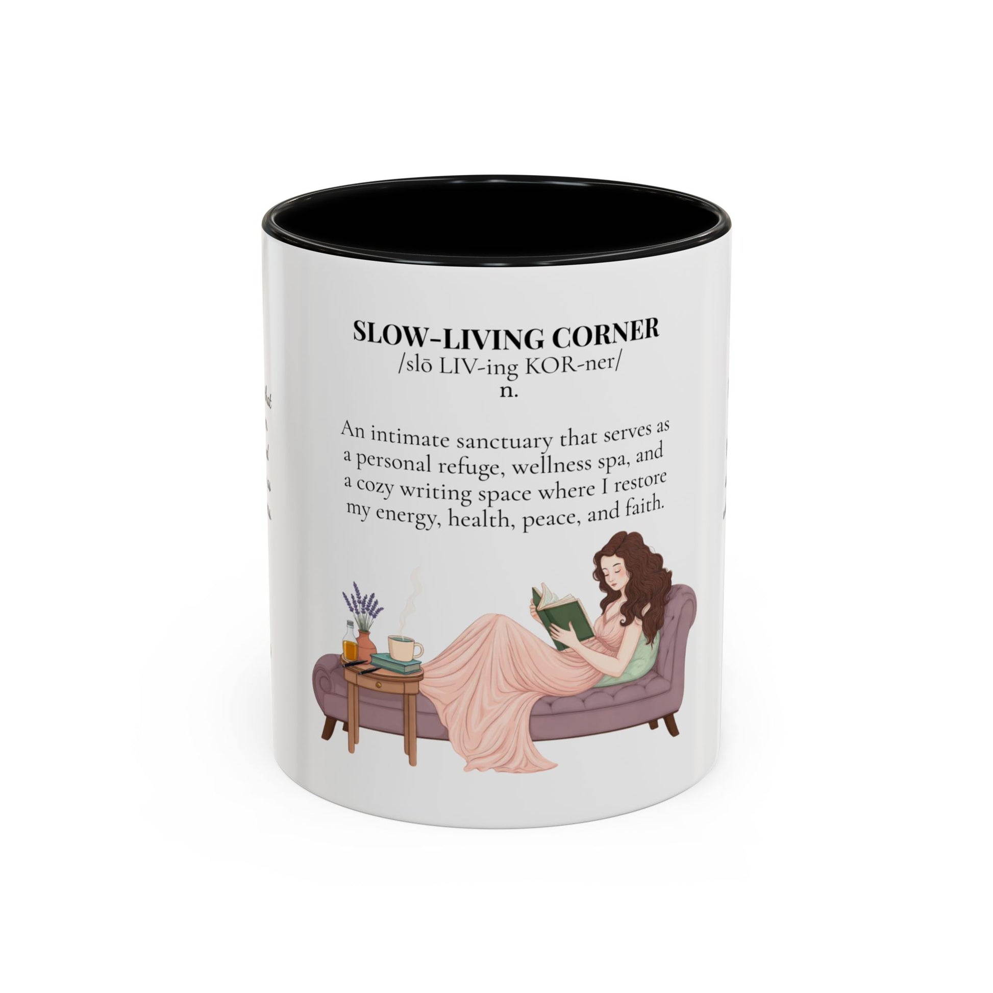 Slow-Living Corner Accent Coffee/Tea Mug — Inspirational Christian Relaxation Herbal (11/15oz)