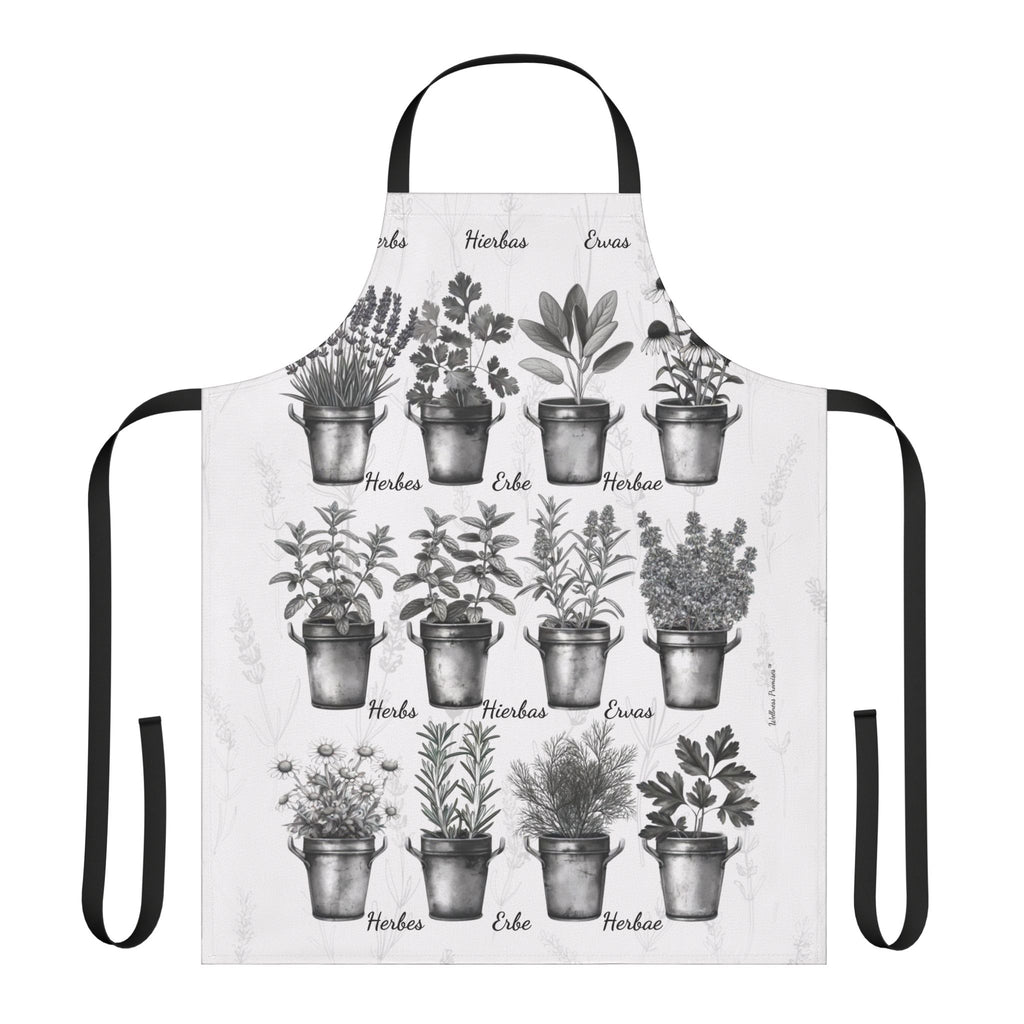 Herb Garden Apron (Black & White) Cooking Apron, Garden Themed Apron, Gift for Chefs, Plant Lover Accessories, Herbalist Apron