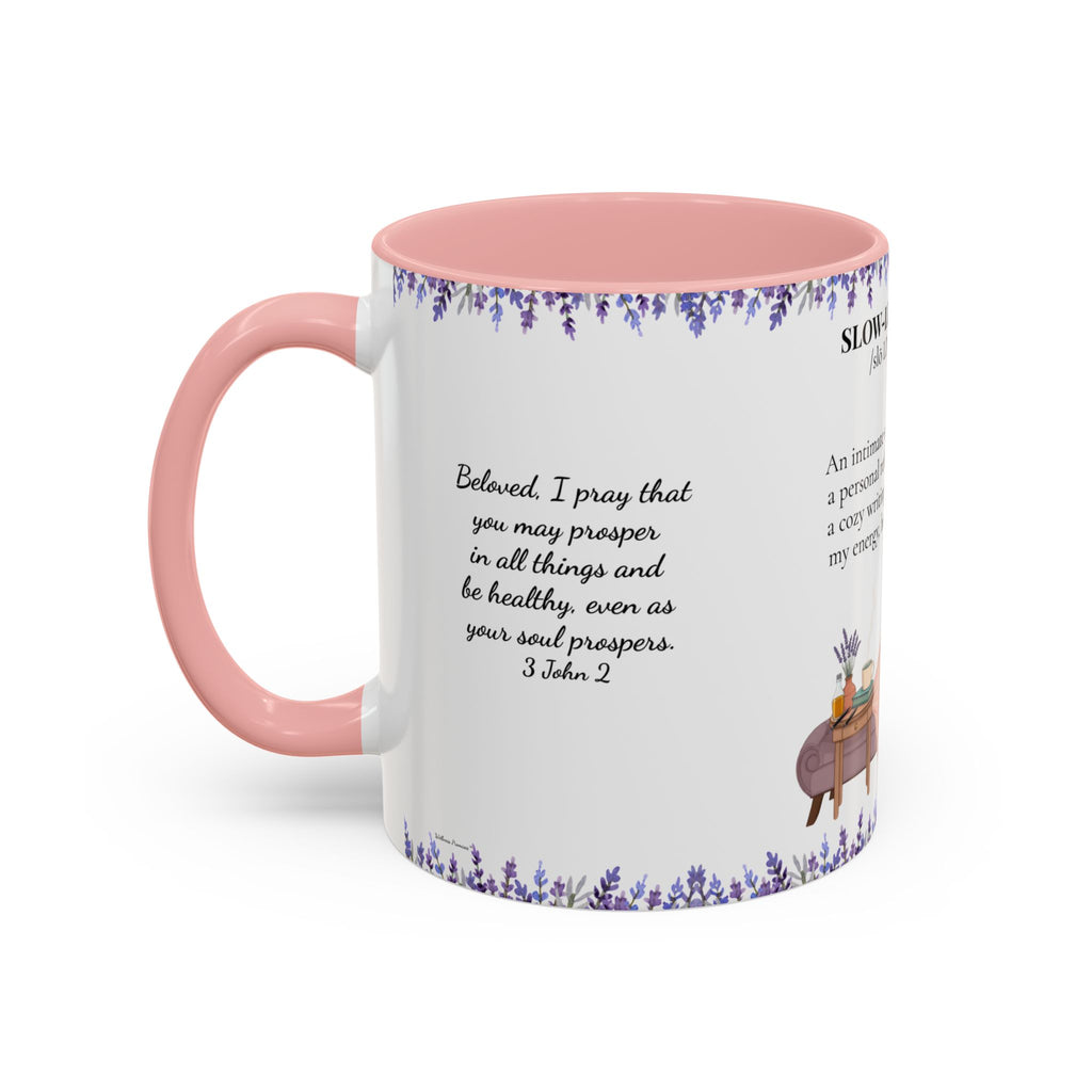 Slow-Living Corner Accent Coffee/Tea Mug — Inspirational Christian Relaxation Lavender (11/15oz)